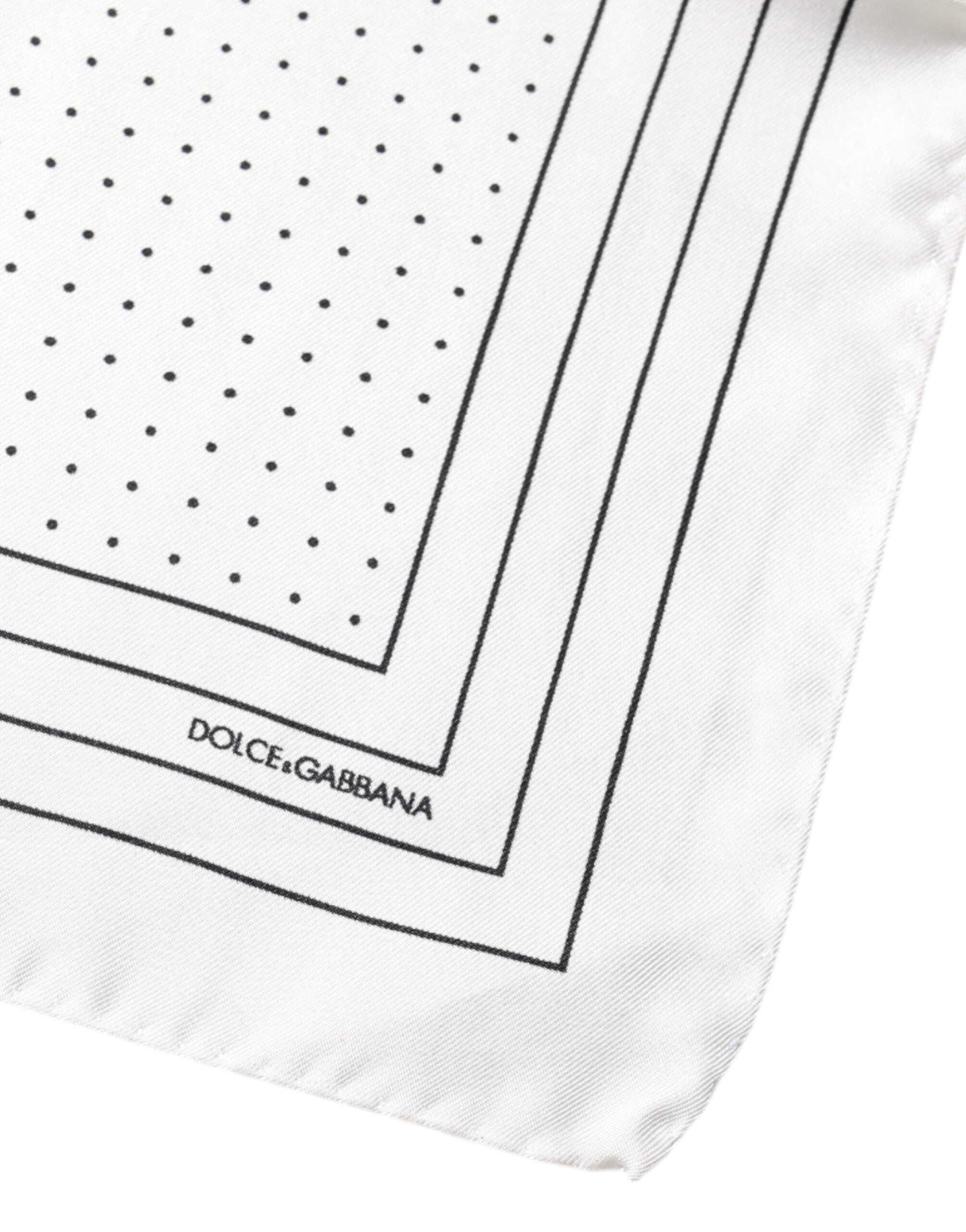 Dolce & Gabbana Weißer gepunkteter quadratischer Taschentuchschal