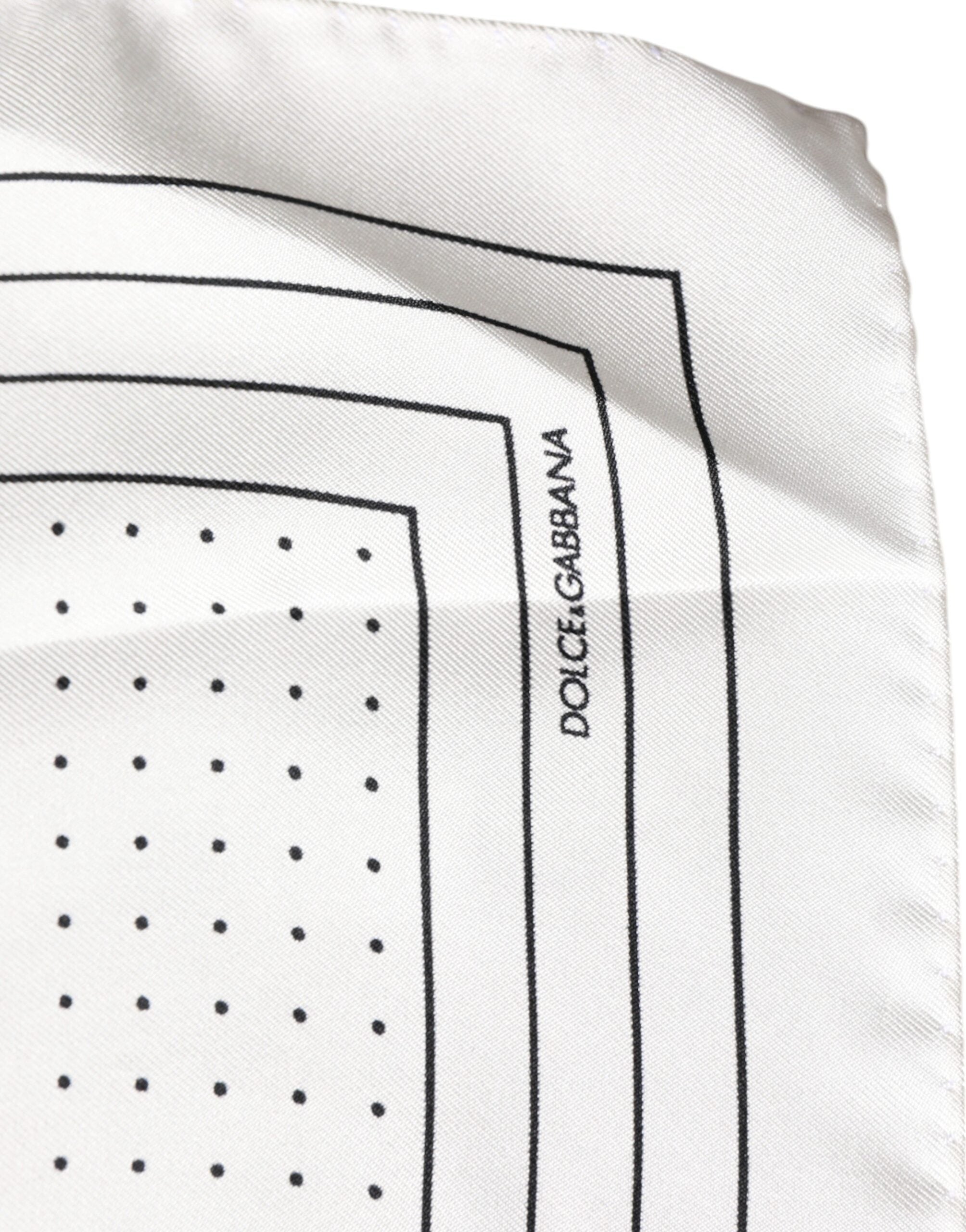 Dolce & Gabbana Weißer gepunkteter quadratischer Taschentuchschal