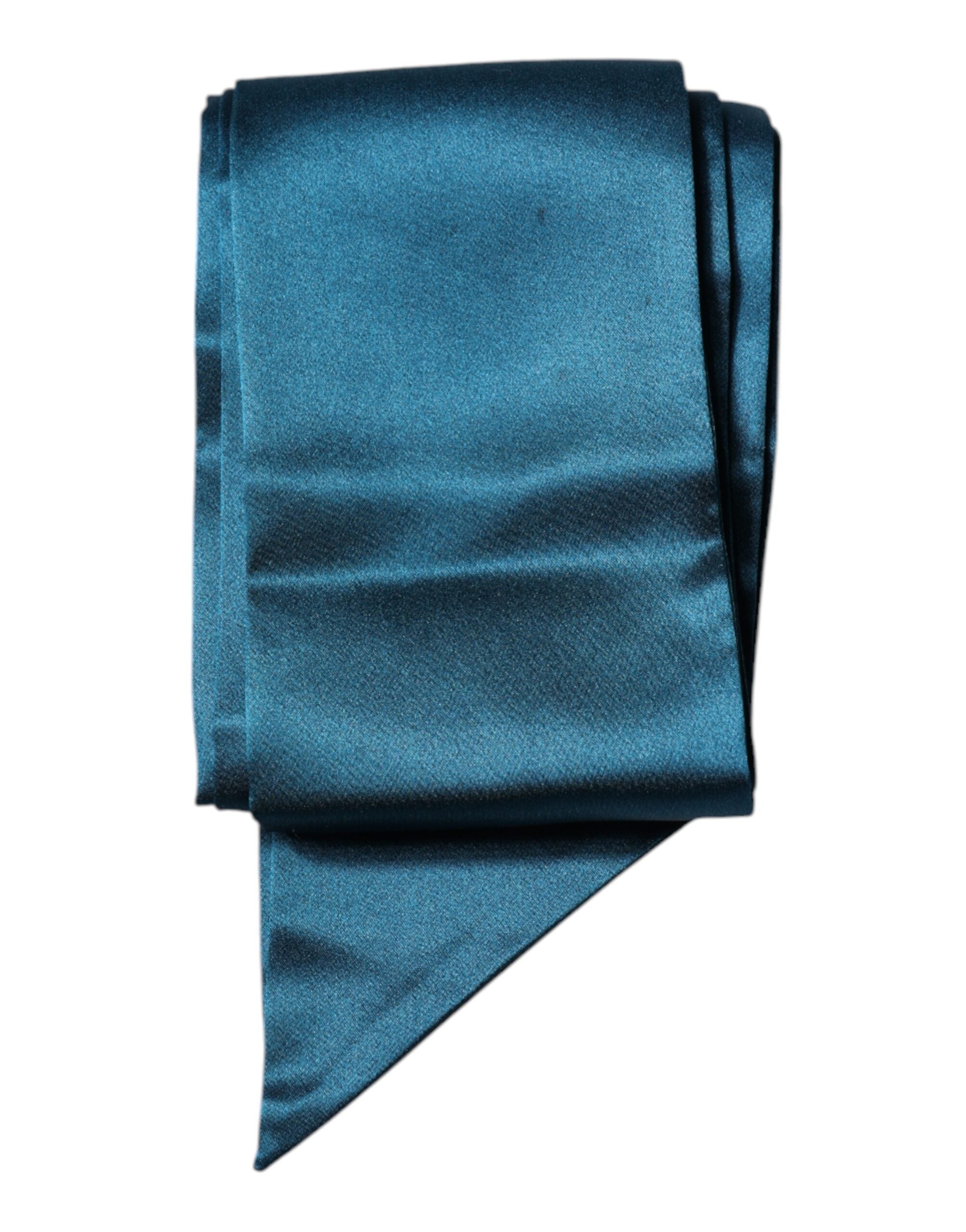 Dolce & Gabbana Dunkelgrüner Satin-Seiden-Skinny Foulard-Schal