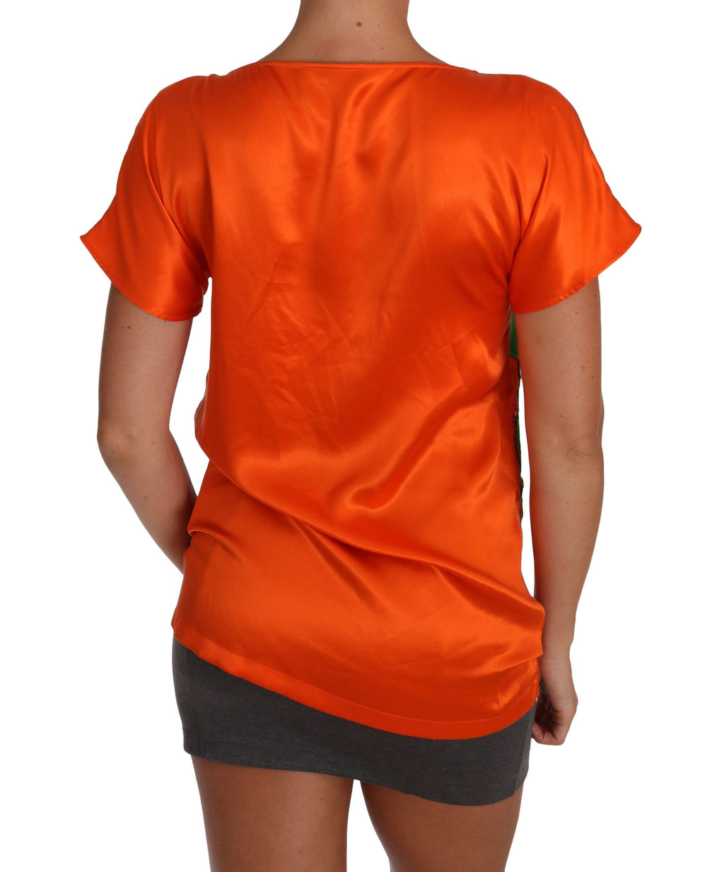 Dolce & Gabbana Seide Orange Zitrone Kristall-T-Shirt Top