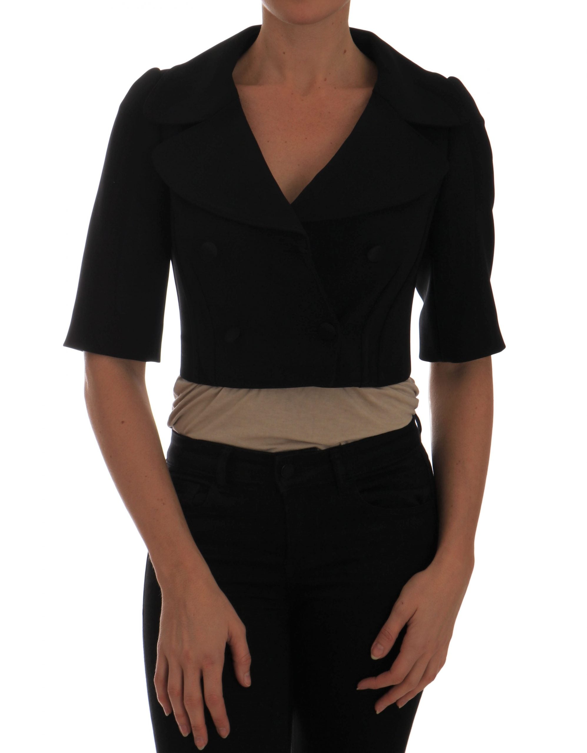 Dolce & Gabbana Schwarzer Kurzer Croped Jacket Blazer