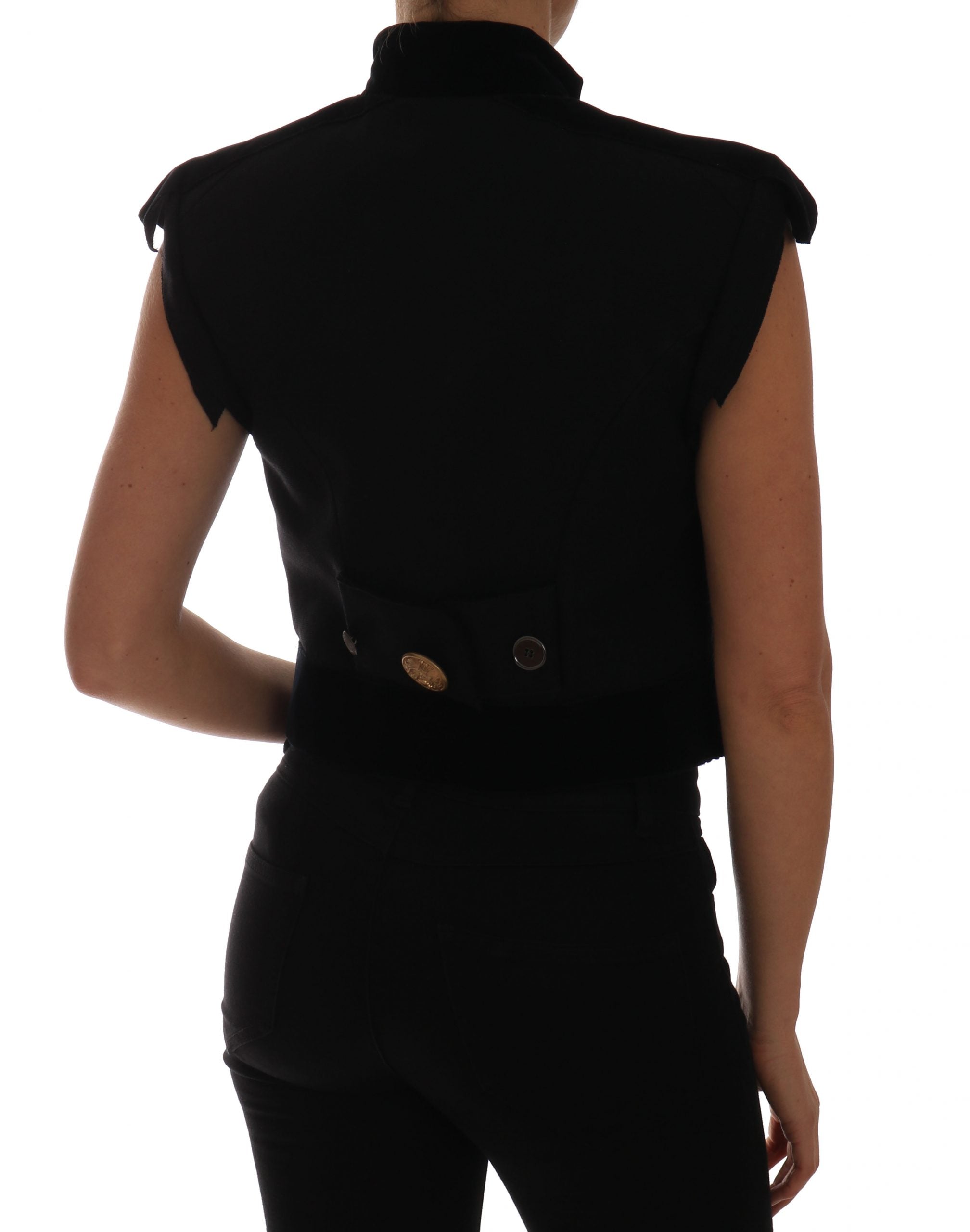 Dolce & Gabbana Schwarze verschnörkelte Militärjacke mit Blumenmuster Weste
