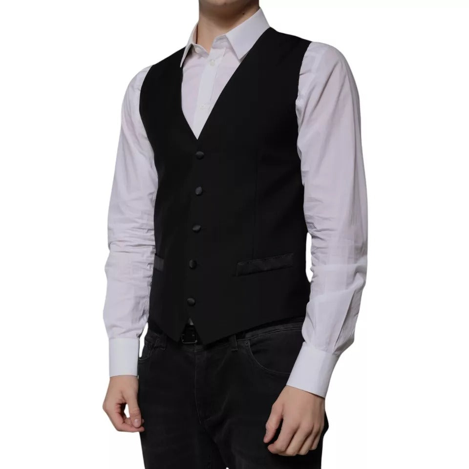Dolce & Gabbana Schwarz Wolle Formal Dress Männer Weste Weste