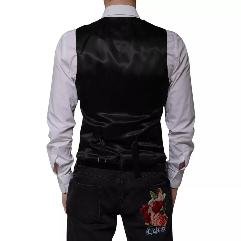 Dolce & Gabbana Schwarz Wolle Formal Dress Männer Weste Weste