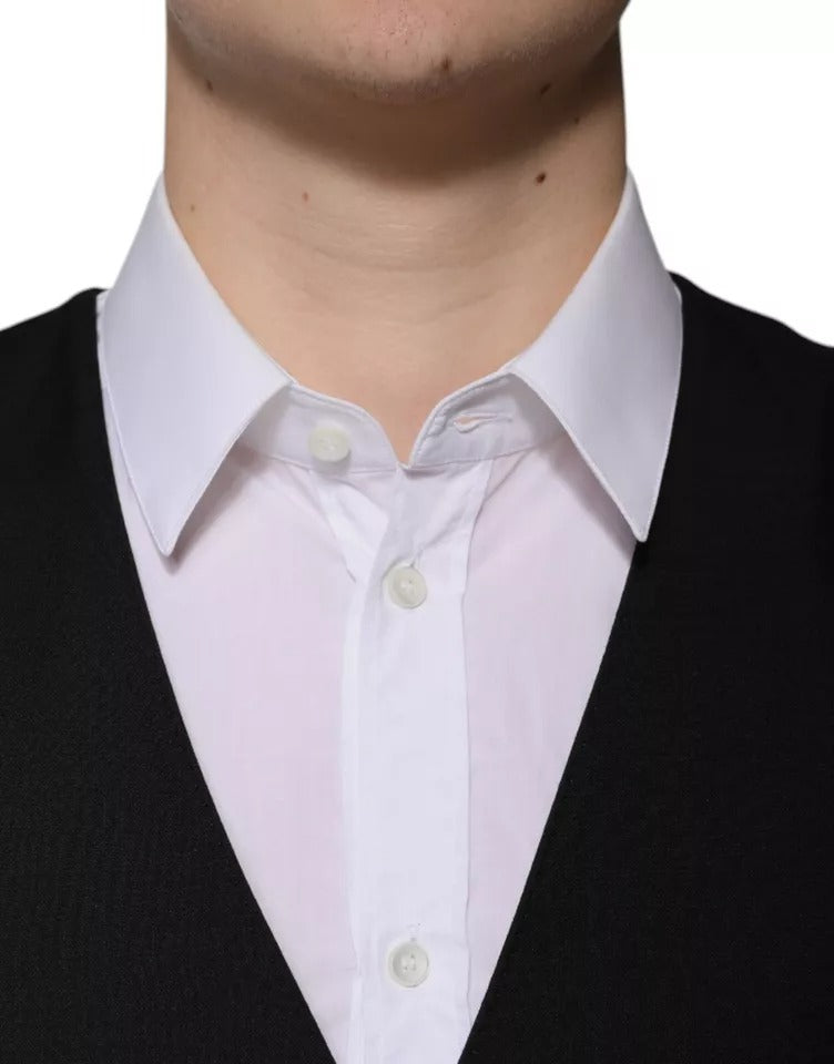 Dolce & Gabbana Schwarz Wolle Formal Dress Männer Weste Weste