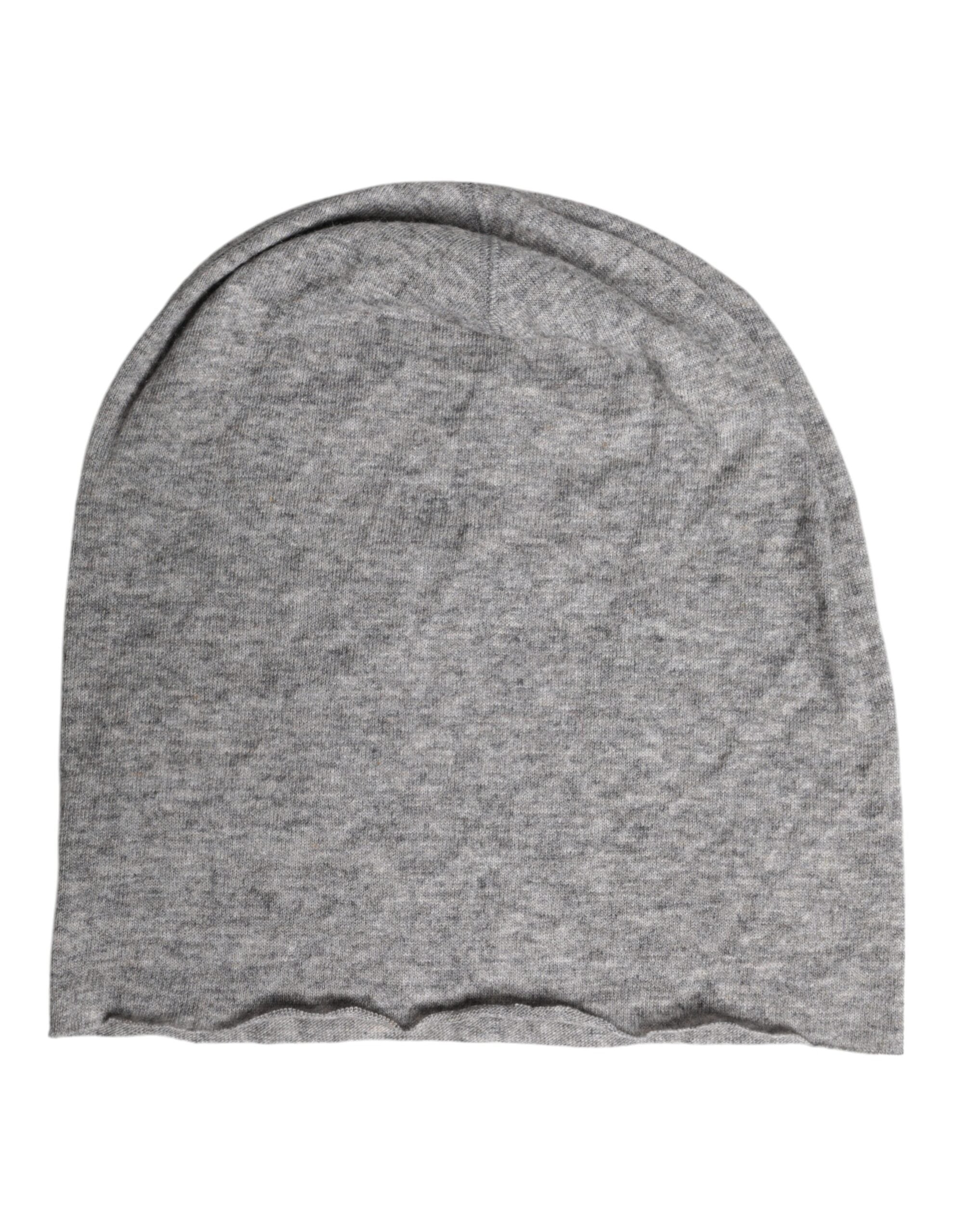 Dolce & Gabbana Graue Viskosemischung, gestrickte Beanie-Mütze