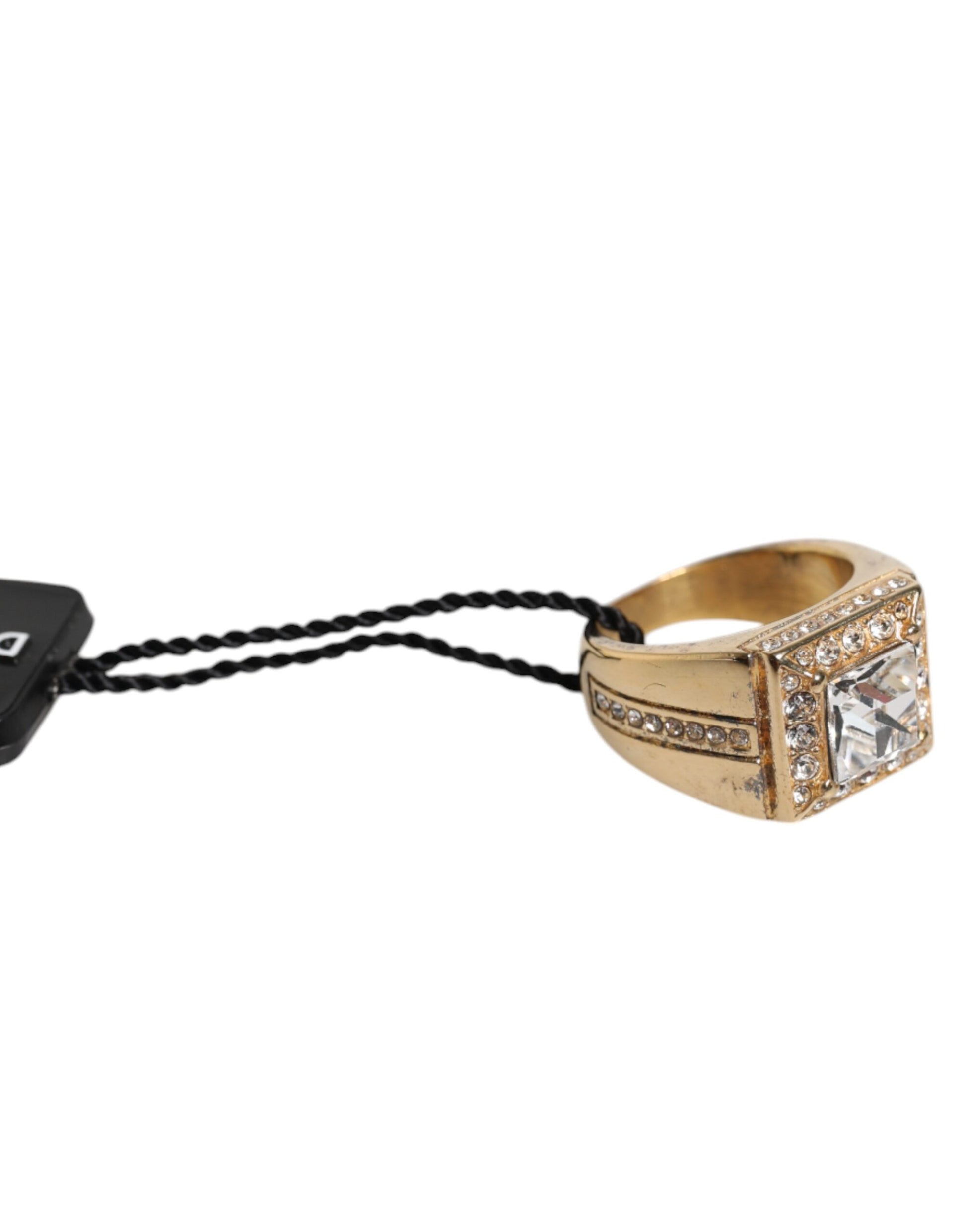 Dolce & Gabbana Goldfarbener Sterling Silber 925 Kristalle Ring
