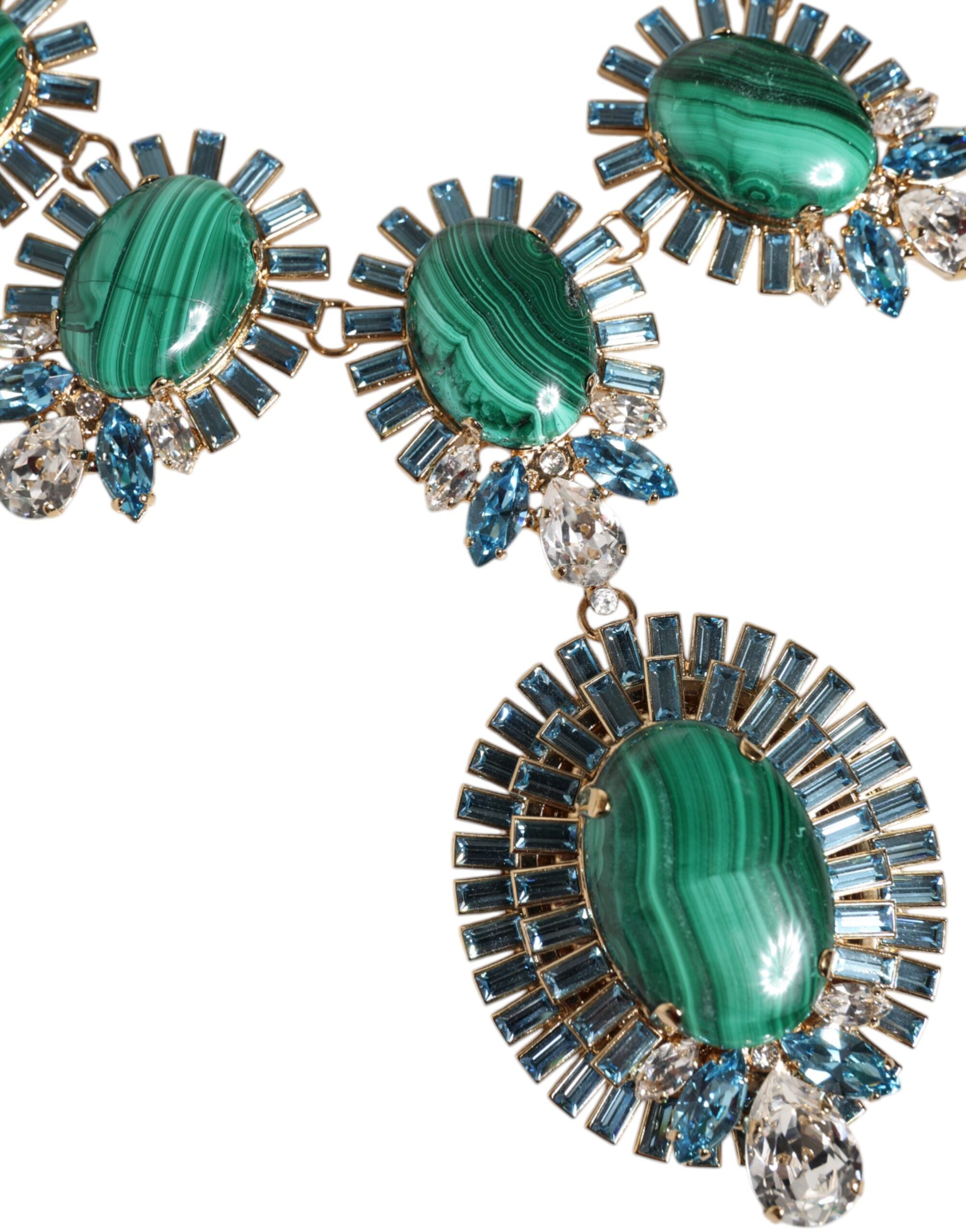 Dolce & Gabbana Gold Messing Pietre Oval Kristall verschönert Halskette