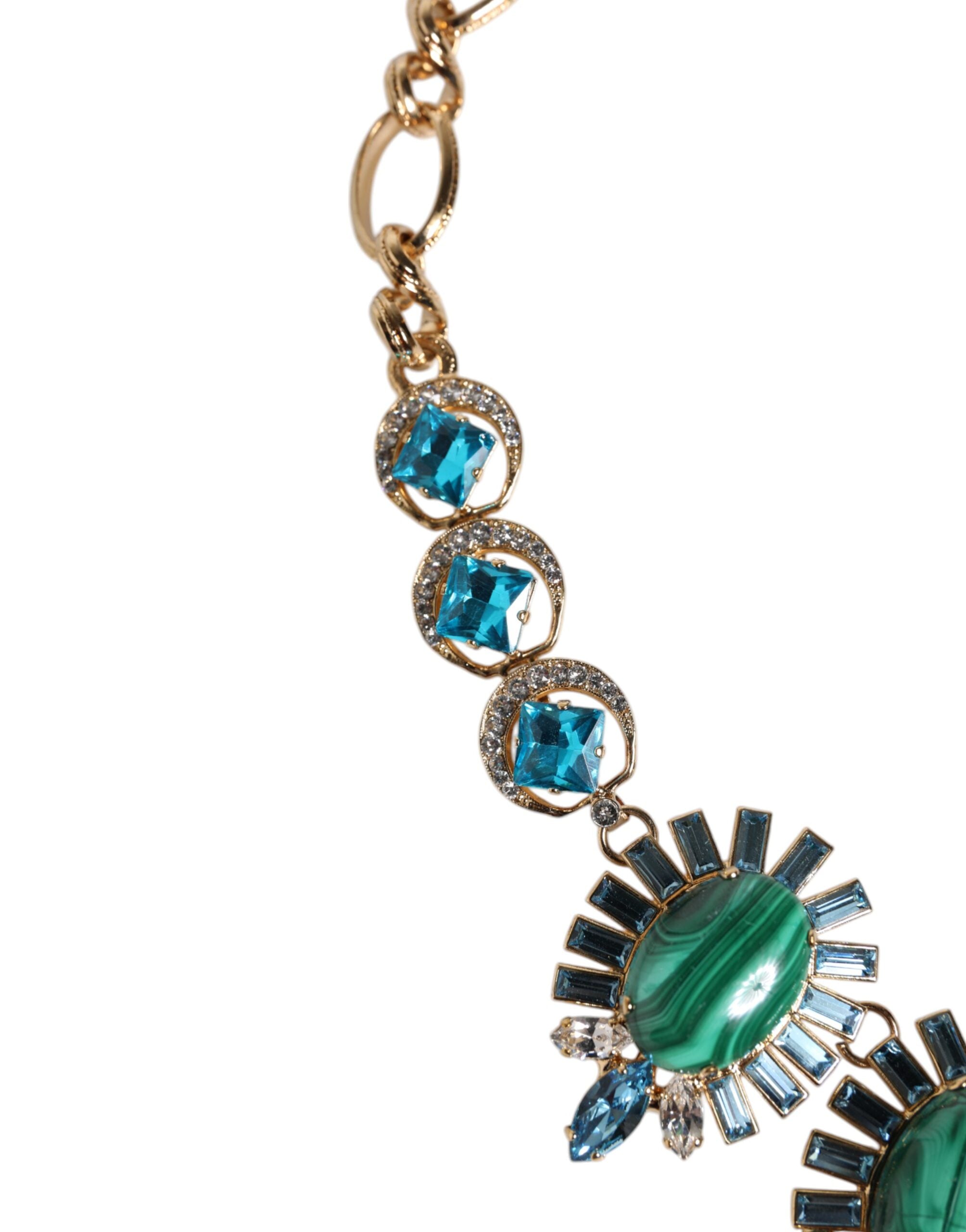 Dolce & Gabbana Gold Messing Pietre Oval Kristall verschönert Halskette