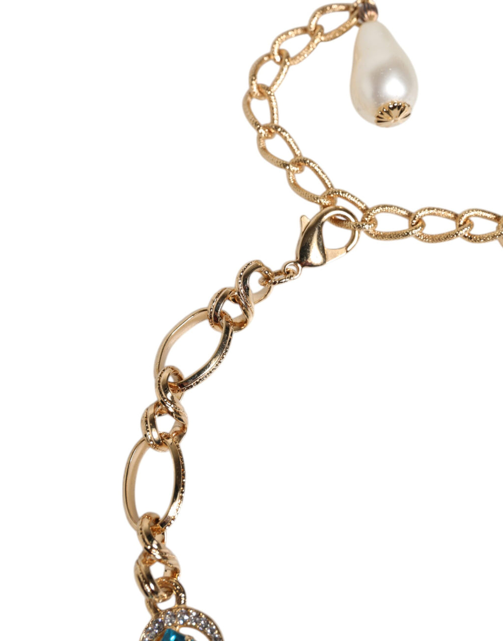 Dolce & Gabbana Gold Messing Pietre Oval Kristall verschönert Halskette