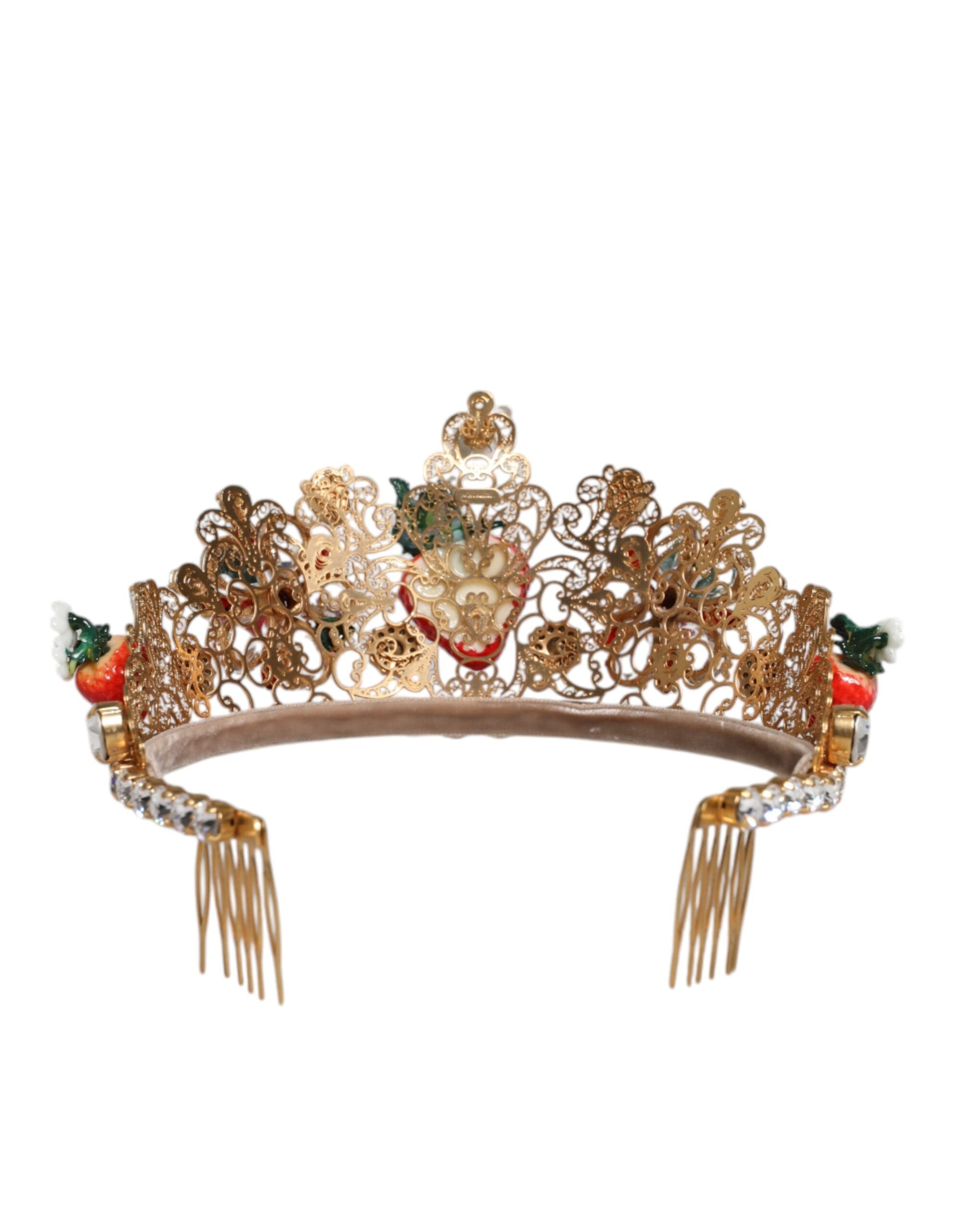Dolce & Gabbana Multicolor Floral Erdbeere Kristall verschönert Tiara