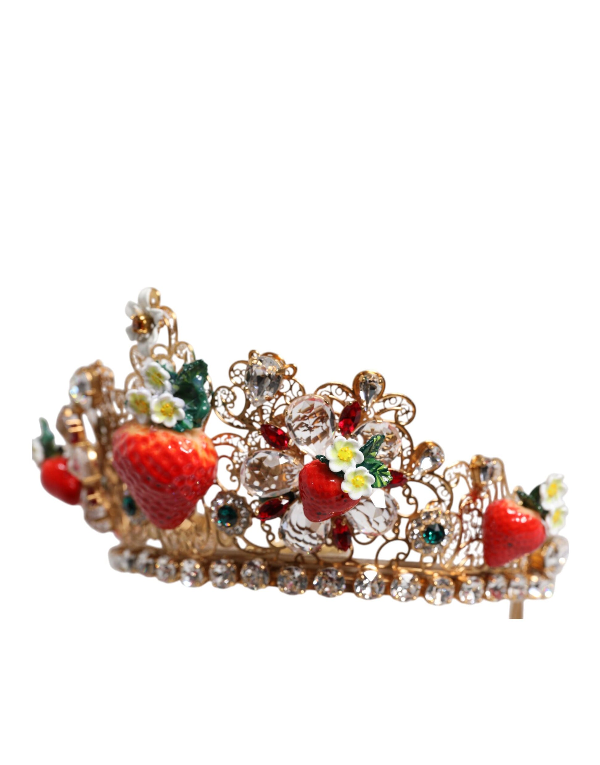 Dolce & Gabbana Multicolor Floral Erdbeere Kristall verschönert Tiara