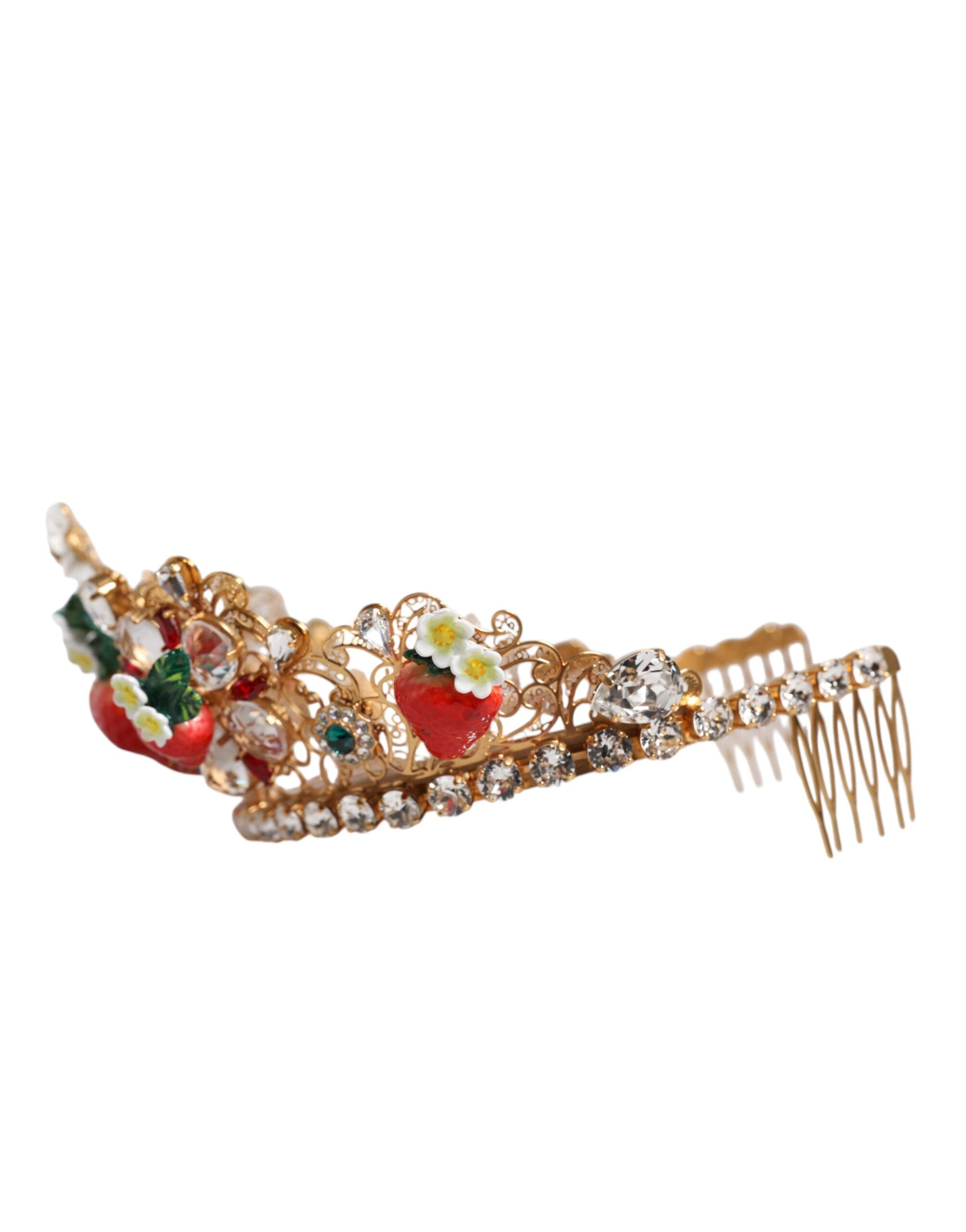 Dolce & Gabbana Multicolor Floral Erdbeere Kristall verschönert Tiara