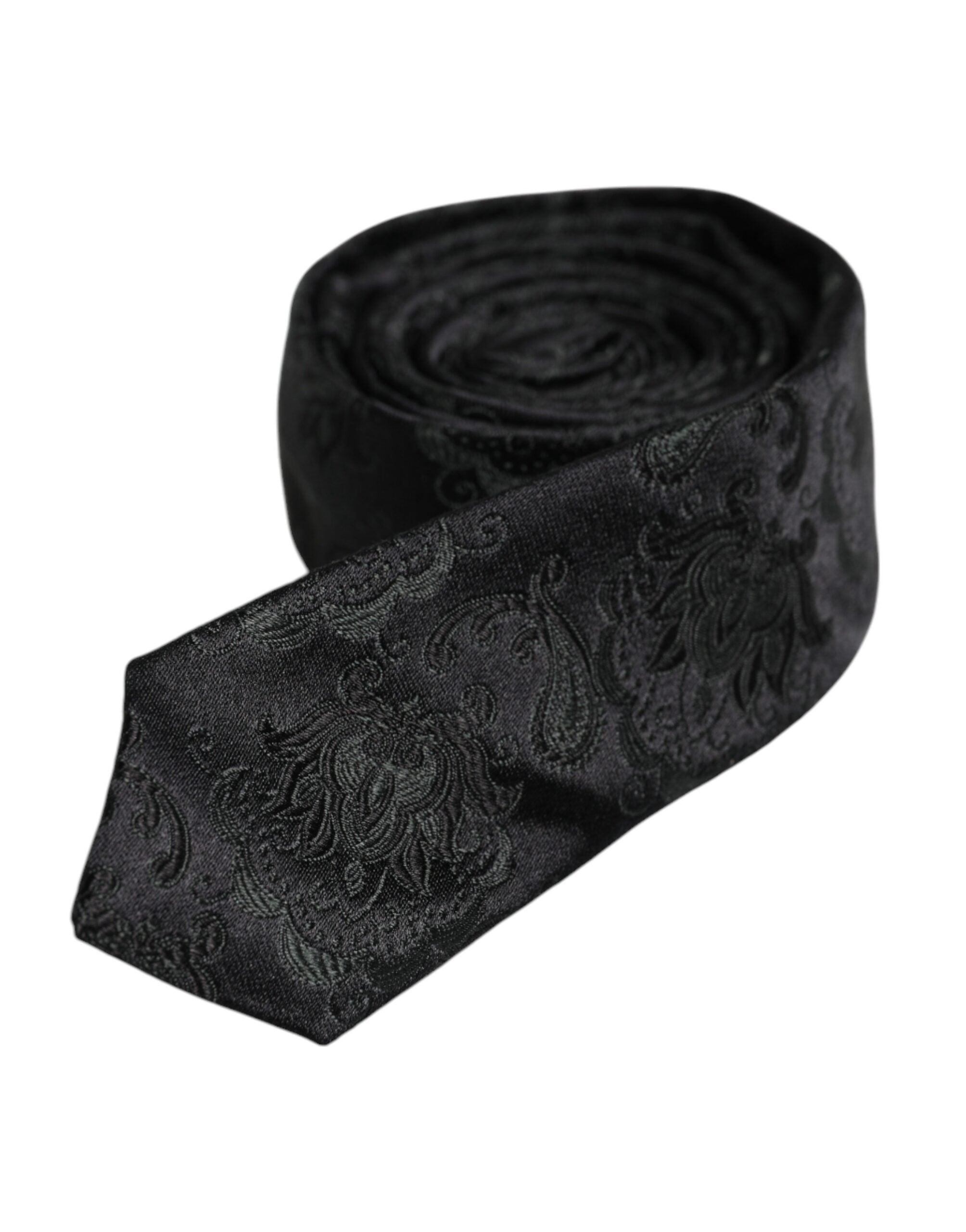 Dolce & Gabbana Dunkelgrüne florale Seidenkrawatte, verstellbar