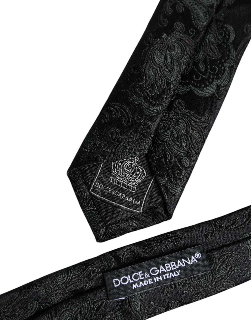Dolce & Gabbana Dunkelgrüne florale Seidenkrawatte, verstellbar