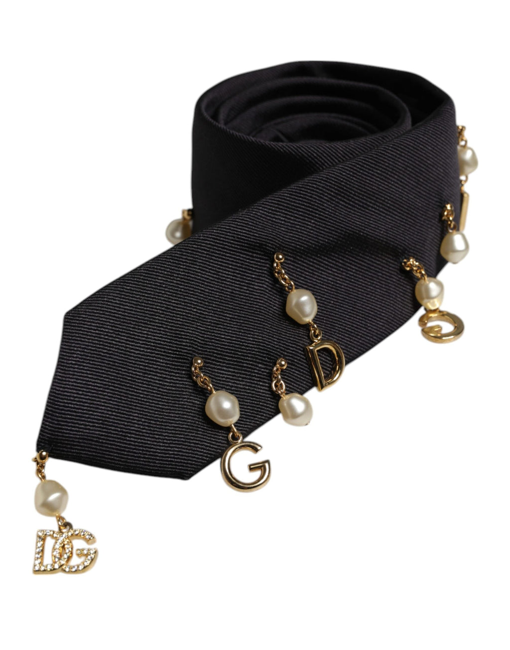 Dolce & Gabbana Schwarze verstellbare Krawatte mit Logo-Verzierung