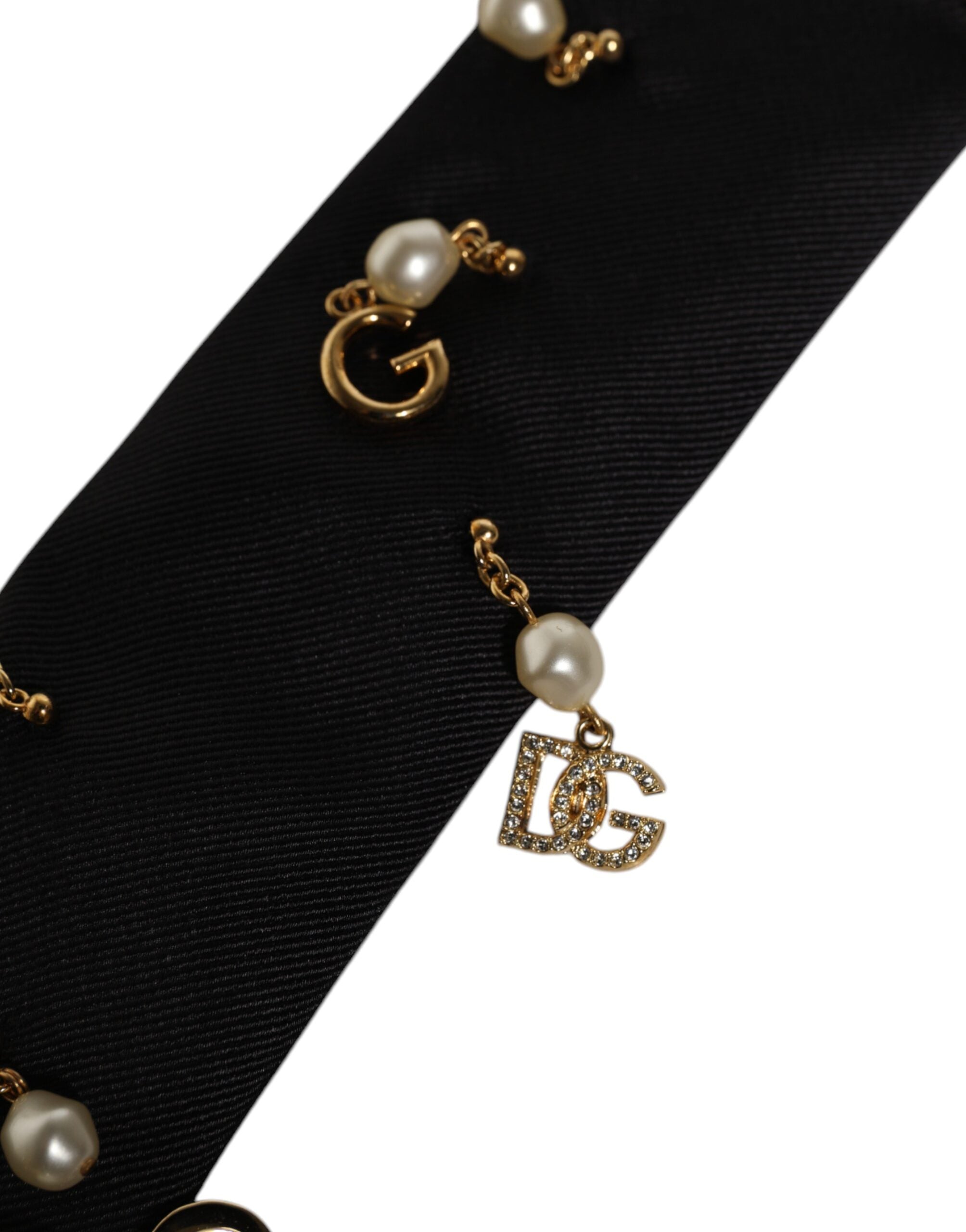 Dolce & Gabbana Schwarze verstellbare Krawatte mit Logo-Verzierung