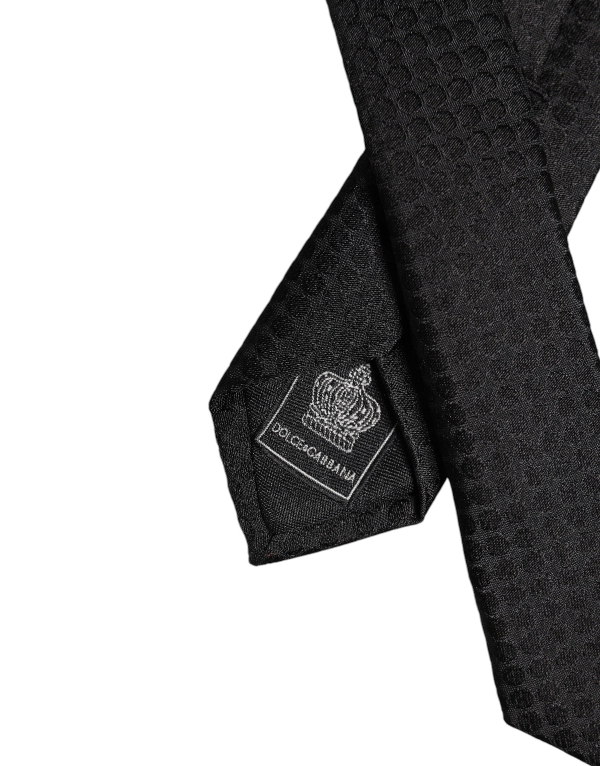 Dolce & Gabbana Schwarze Kreise Seidenkrawatte verstellbar