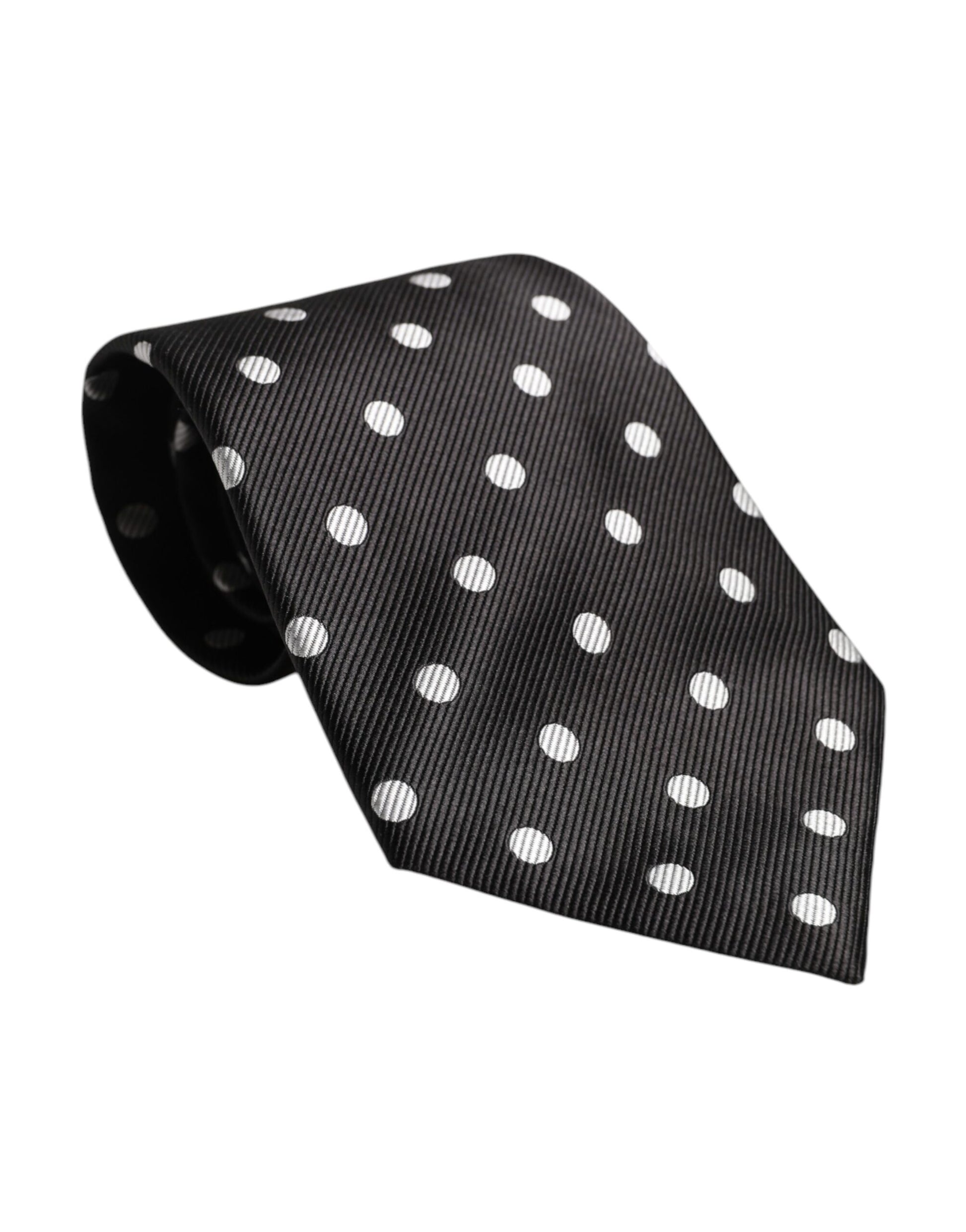 Dolce & Gabbana Schwarze gepunktete Seidenkrawatte, verstellbar