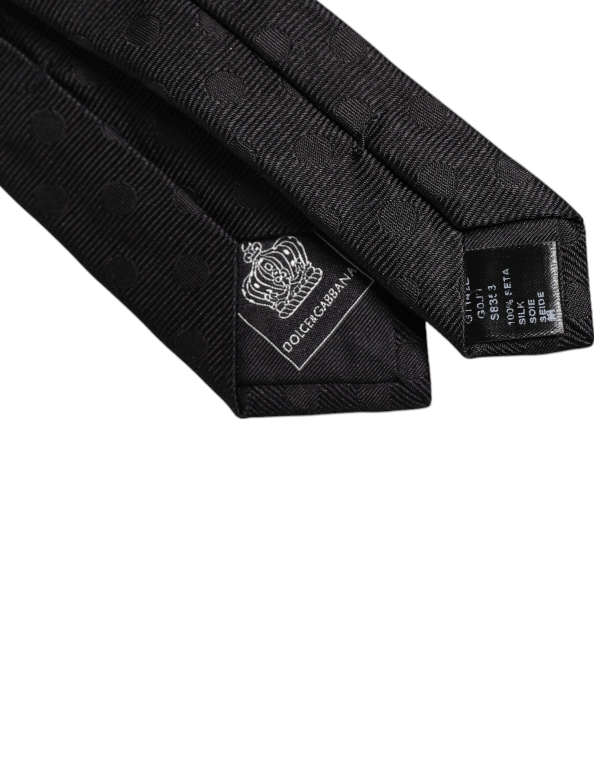 Dolce & Gabbana Schwarze Kreise Seidenkrawatte verstellbar