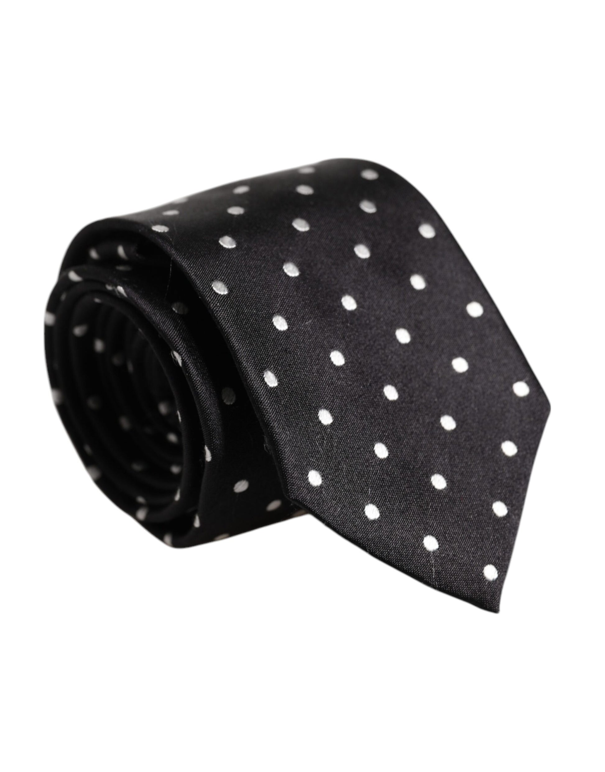 Dolce & Gabbana Schwarze gepunktete Seidenkrawatte, verstellbar