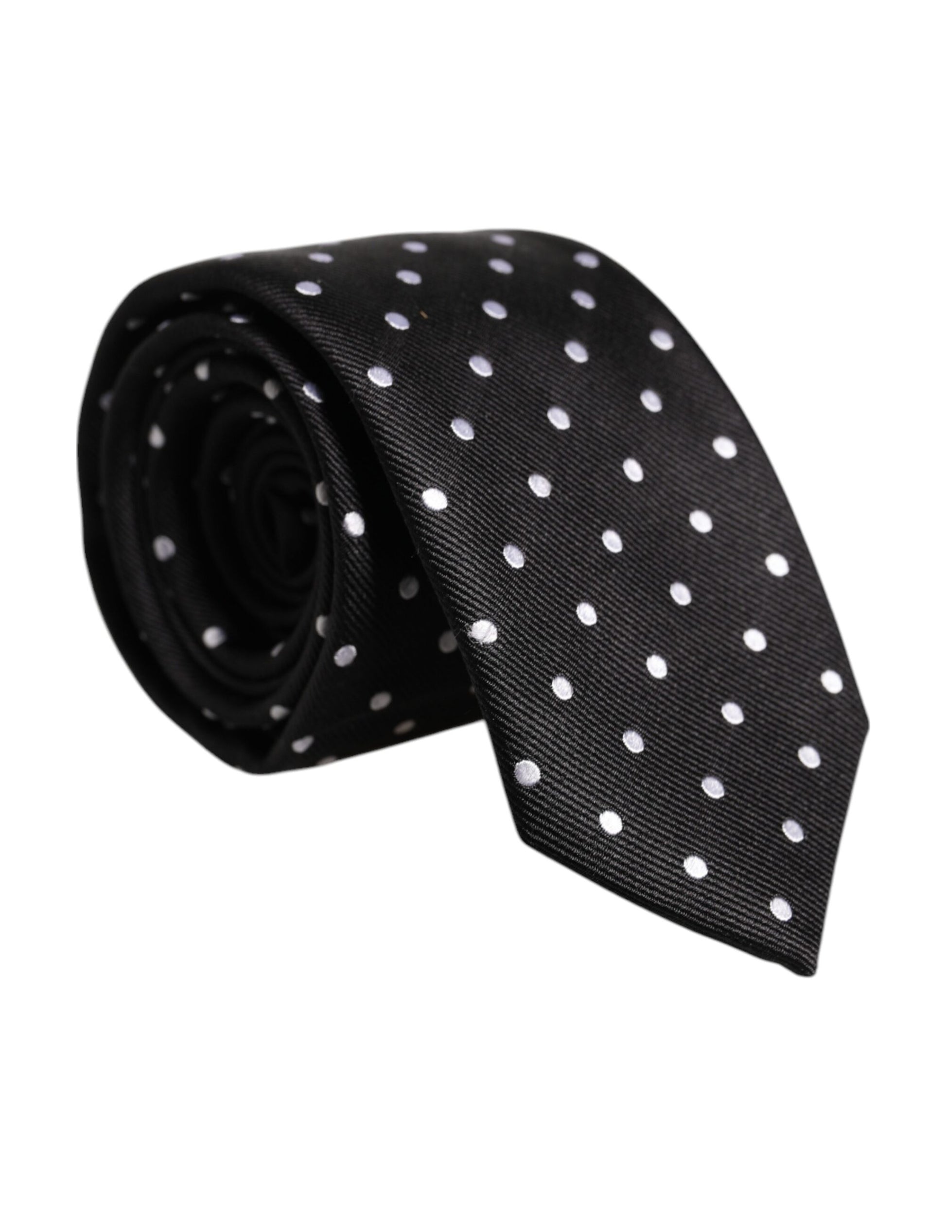 Dolce & Gabbana Schwarze gepunktete Seidenkrawatte, verstellbar