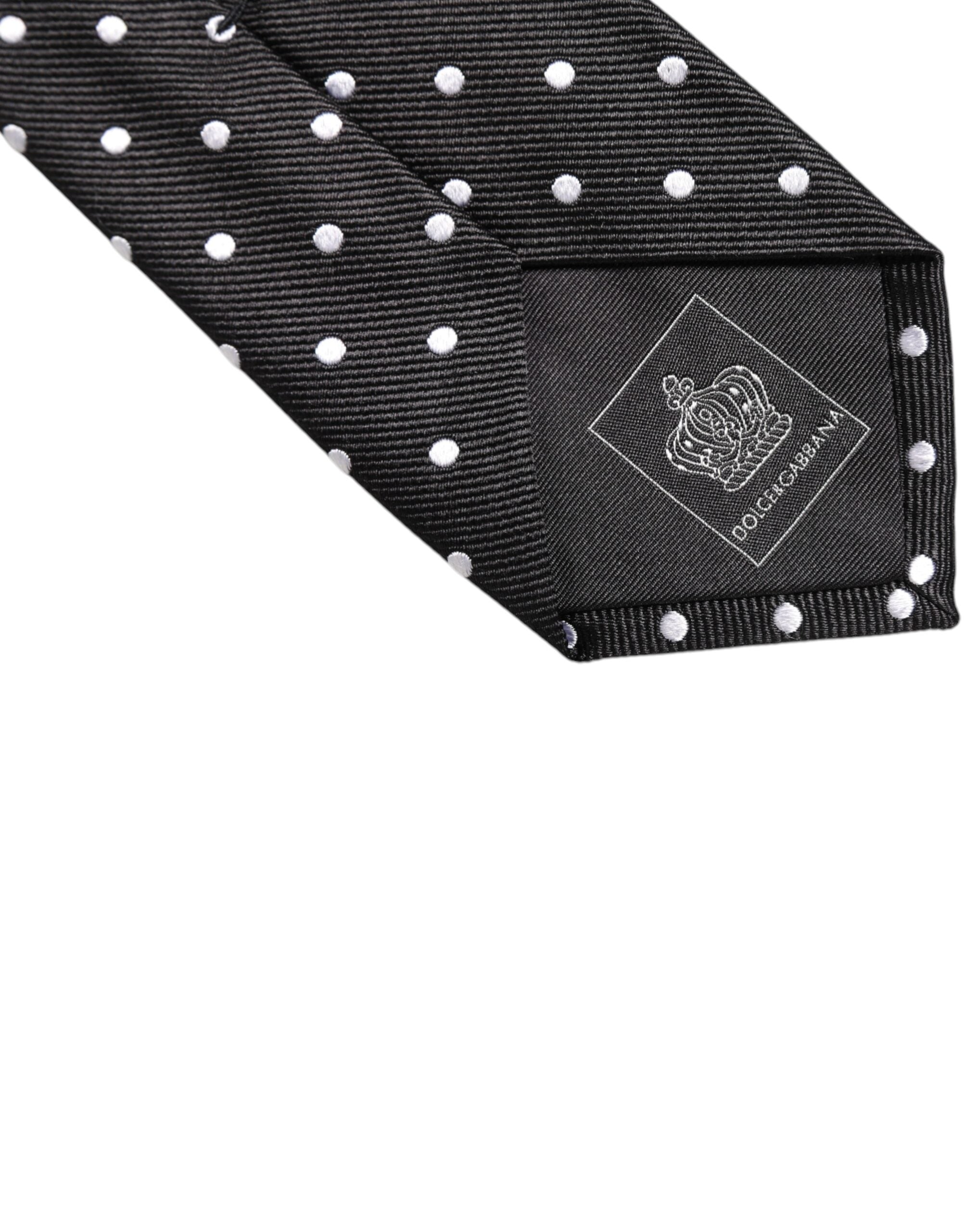 Dolce & Gabbana Schwarze gepunktete Seidenkrawatte, verstellbar
