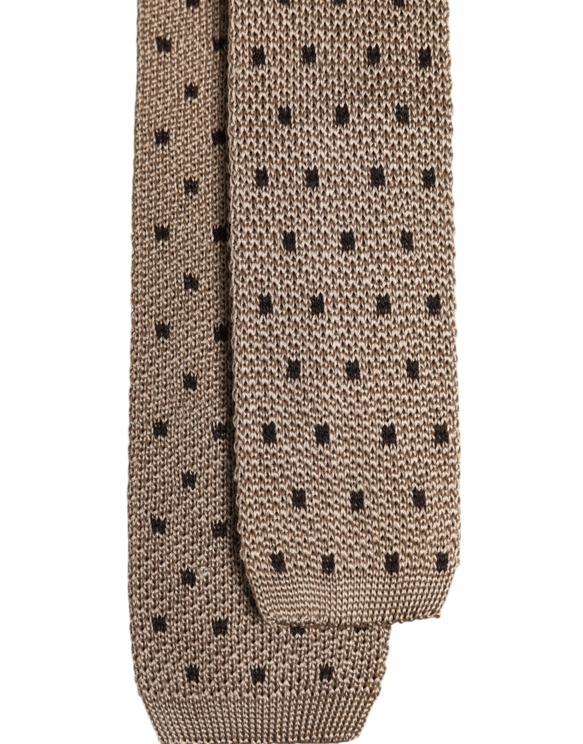 Dolce & Gabbana Beige gepunktete Seidenkrawatte Verstellbare Krawatte