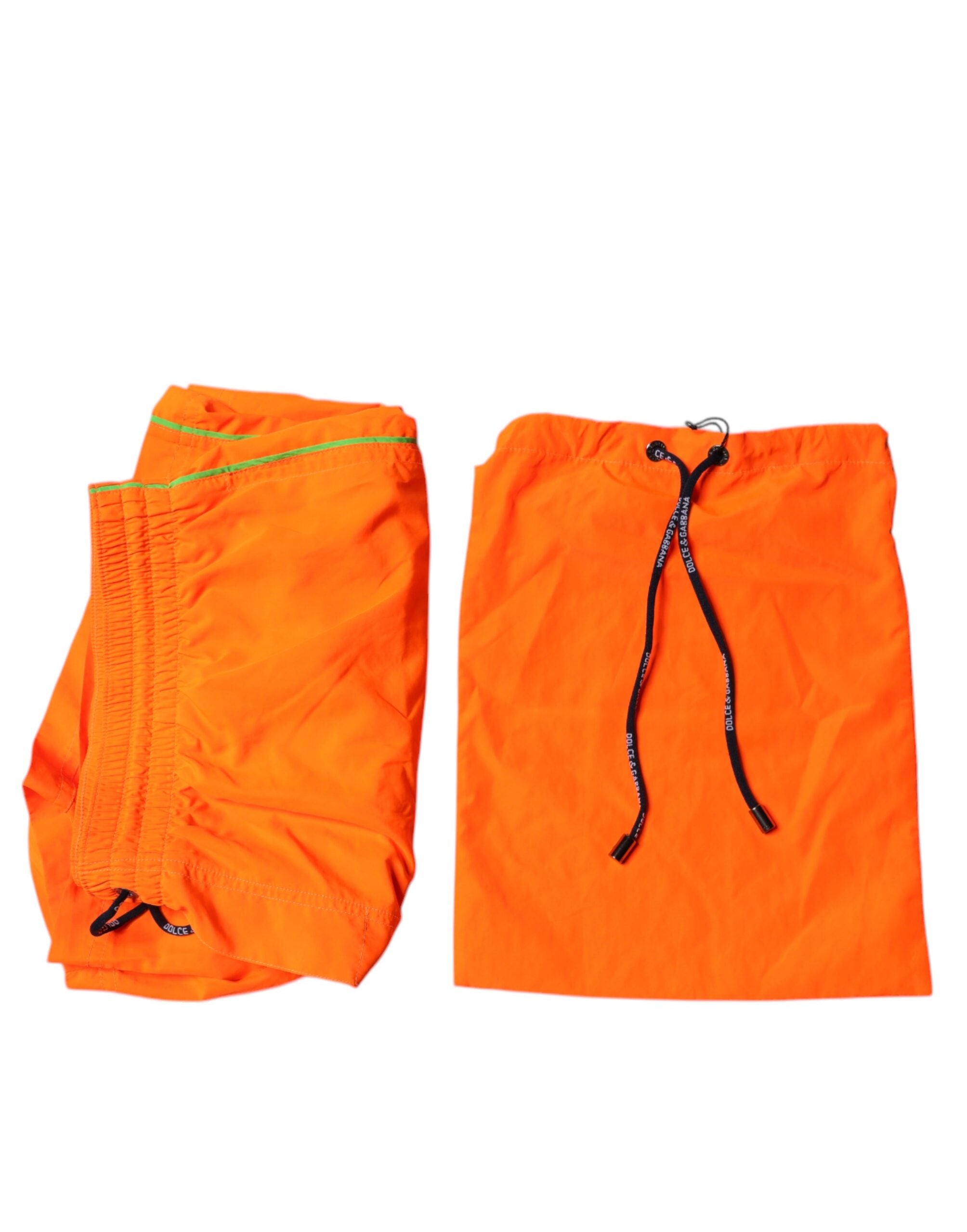 Dolce & Gabbana Orange Polyester Strandbekleidung Shorts 2Pc Bademode