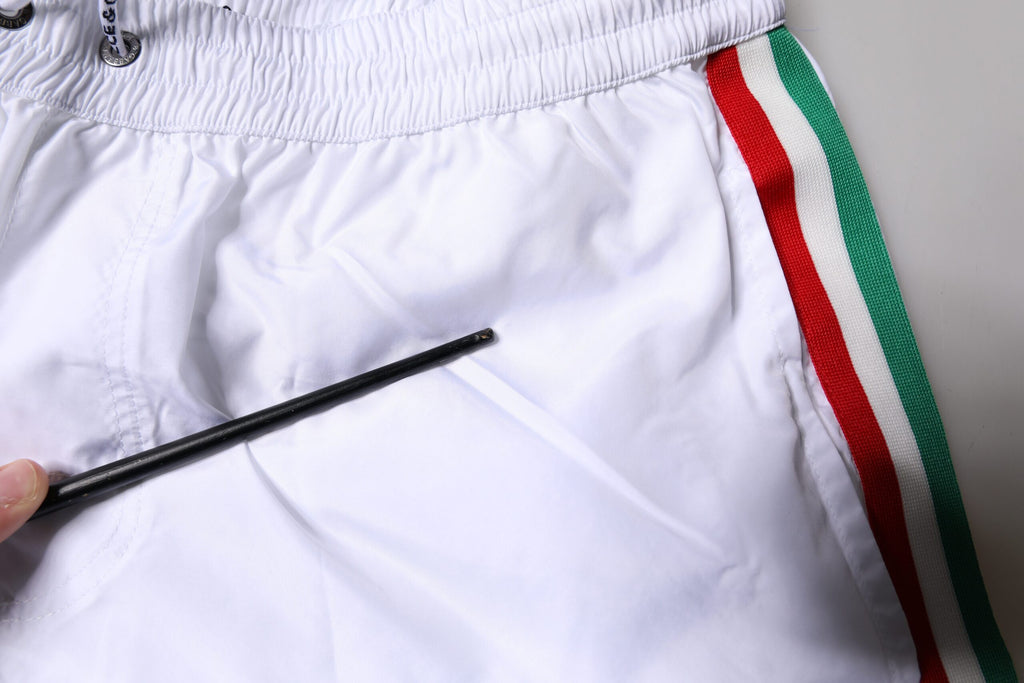 Dolce & Gabbana Weiße Streifen Beachwear Shorts 2 Stück Bademode