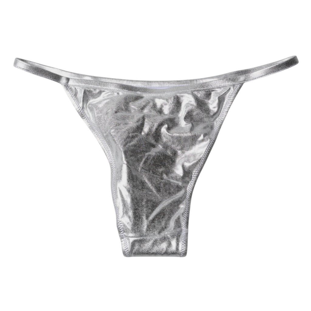 Dolce & Gabbana Silberne Polyester Strandbekleidung Bikiniunterteil Badebekleidung
