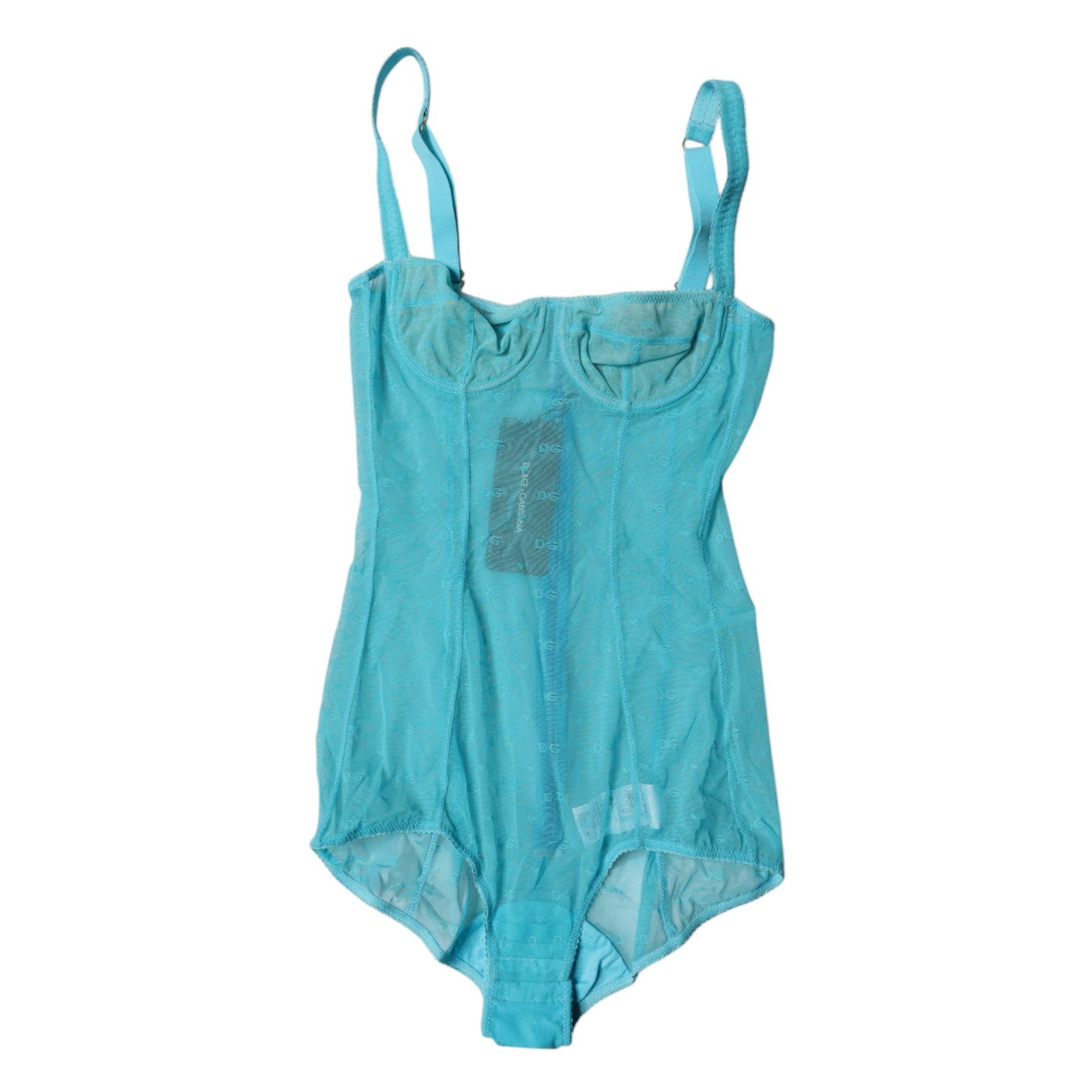 Dolce & Gabbana Blauer Tüll-Balconette-BH Bodysuit Unterwäsche