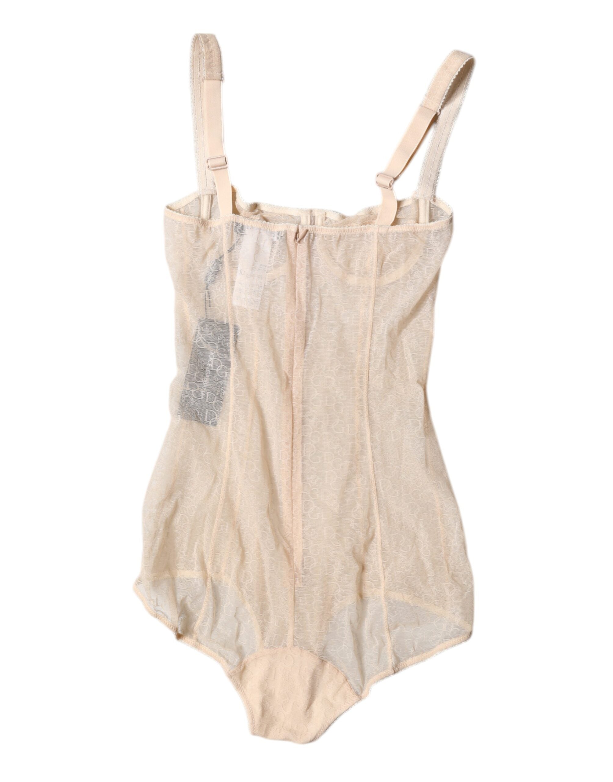 Dolce & Gabbana Beige Tüll Balconette BH Bodysuit Unterwäsche