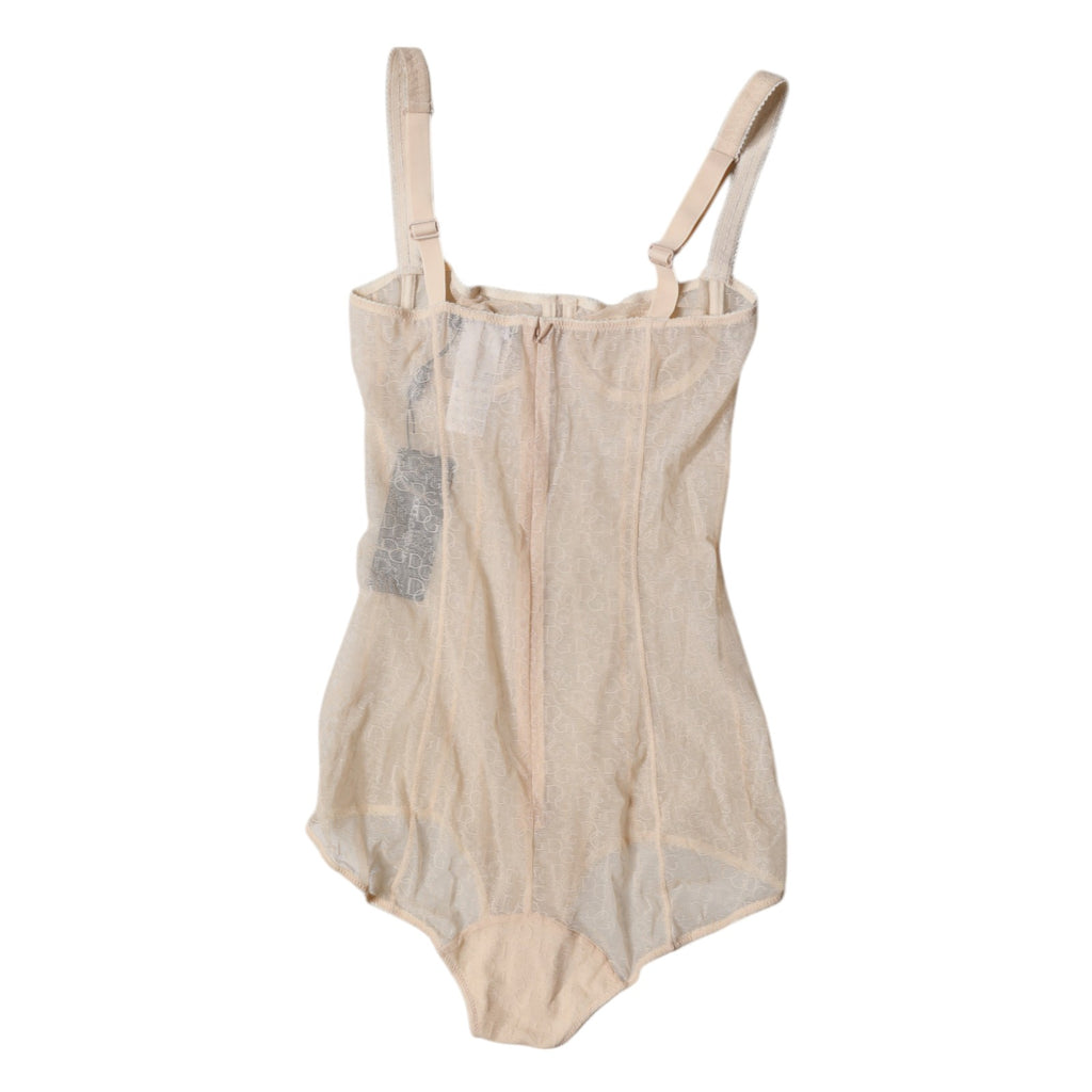 Dolce & Gabbana Beige Tüll Balconette BH Bodysuit Unterwäsche