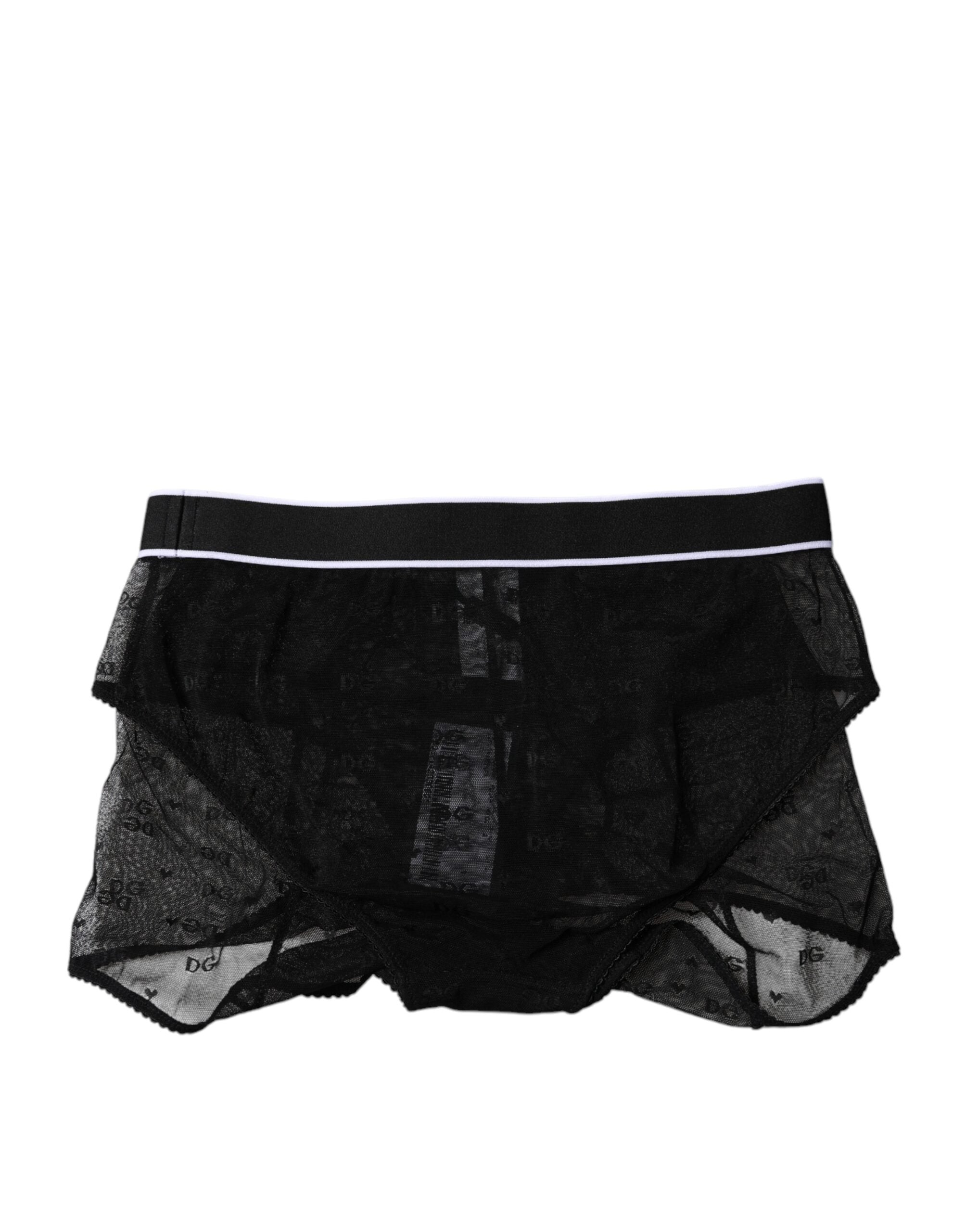 Dolce & Gabbana Schwarzer Tüll Nylon mittlere Taille Panty Unterwäsche