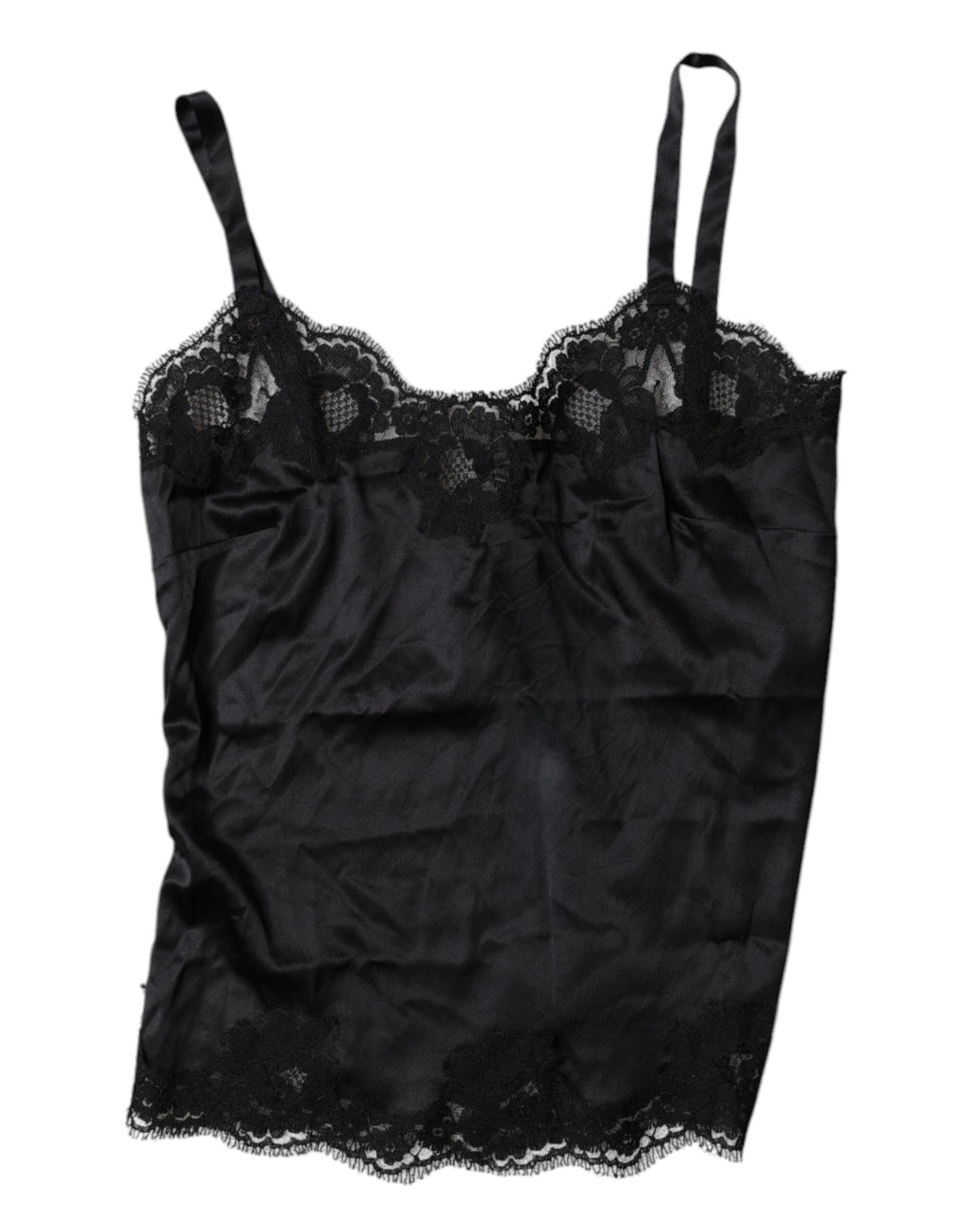 Dolce & Gabbana Schwarzes Spitzen-Camisole-Top aus Seidenmischung Unterwäsche