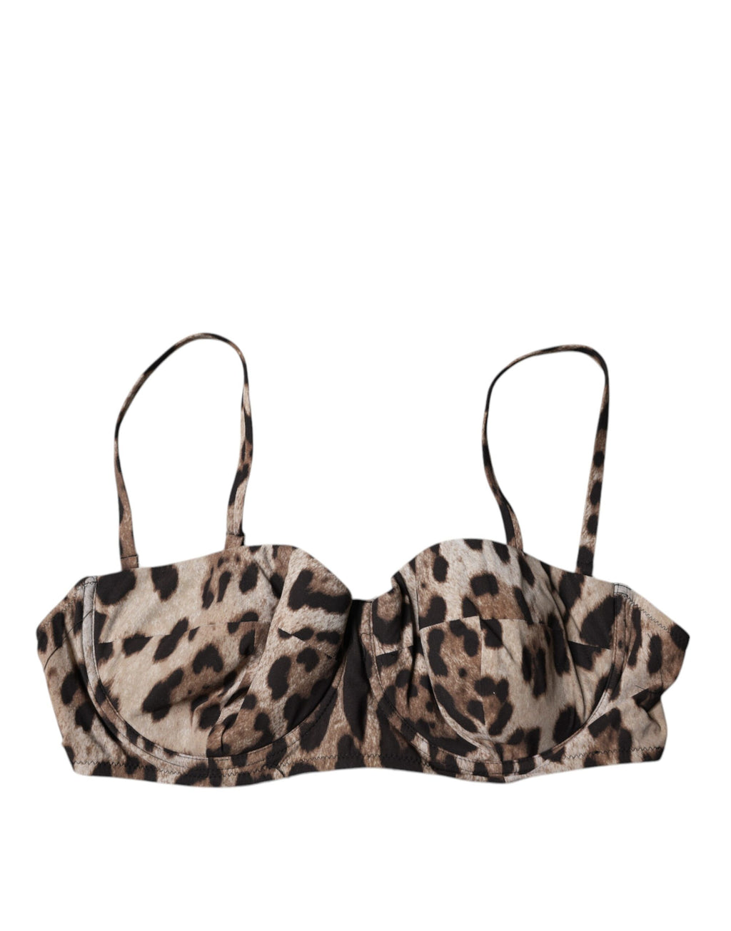 Dolce & Gabbana Brauner Leopard Nylon Balconcino BH Unterwäsche