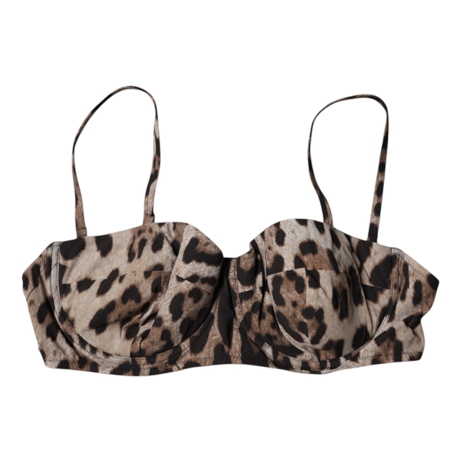 Dolce & Gabbana Brauner Leopard Nylon Balconcino BH Unterwäsche
