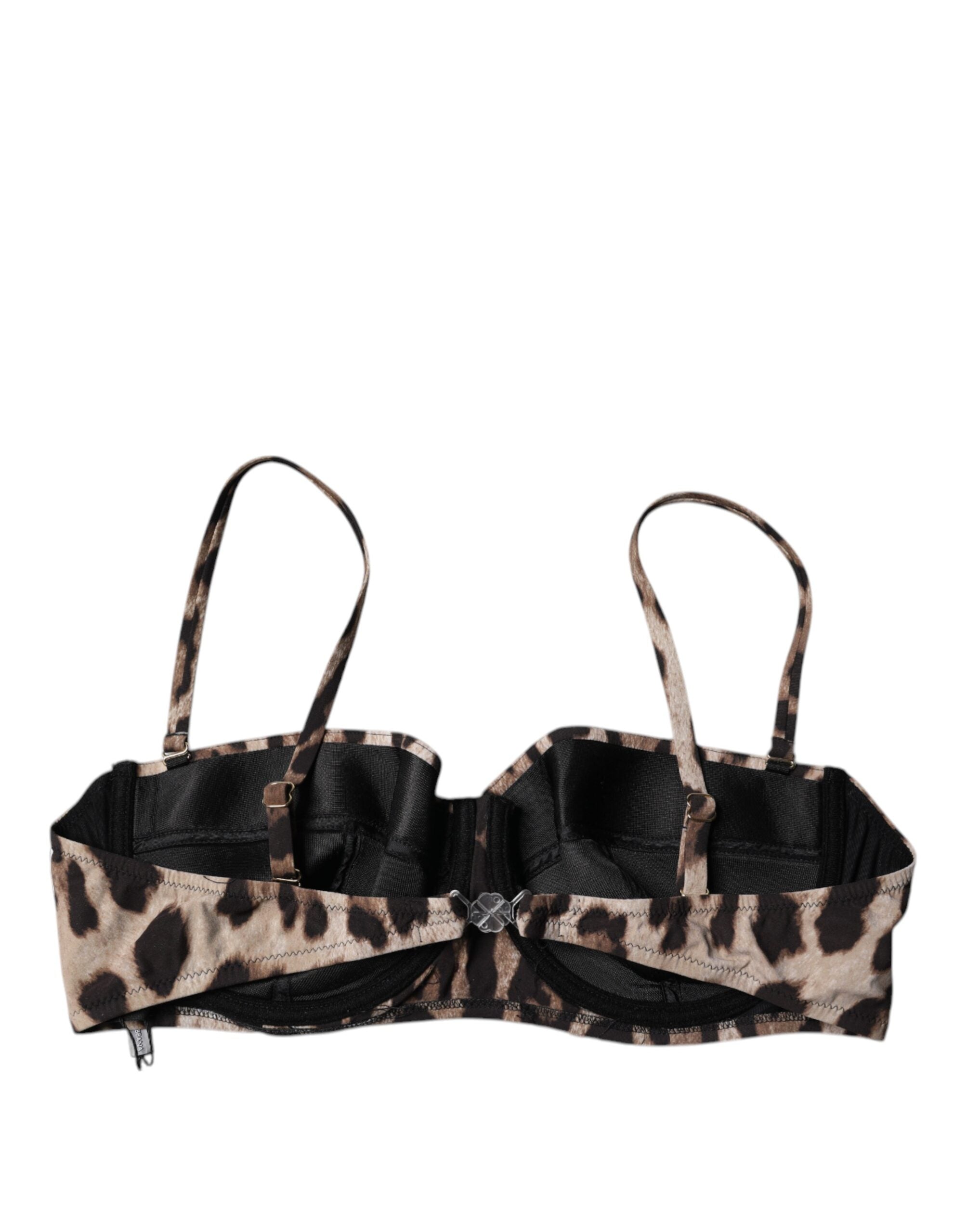 Dolce & Gabbana Brauner Leopard Nylon Balconcino BH Unterwäsche