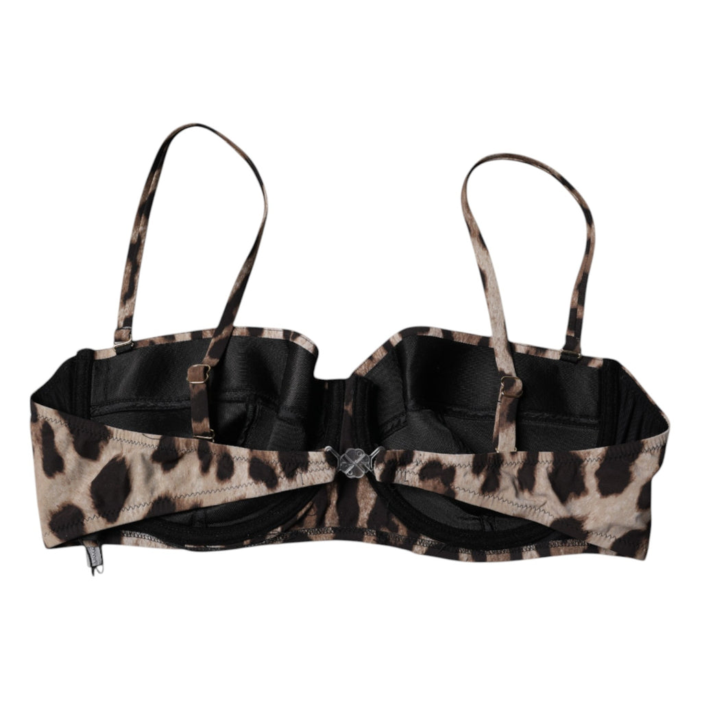 Dolce & Gabbana Brauner Leopard Nylon Balconcino BH Unterwäsche