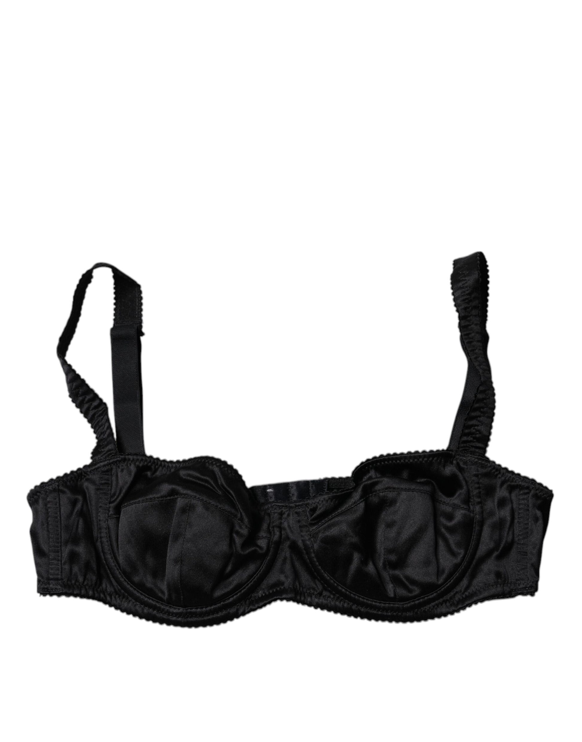 Dolce & Gabbana Schwarzer Seidenstretch-Balconette-BH Unterwäsche