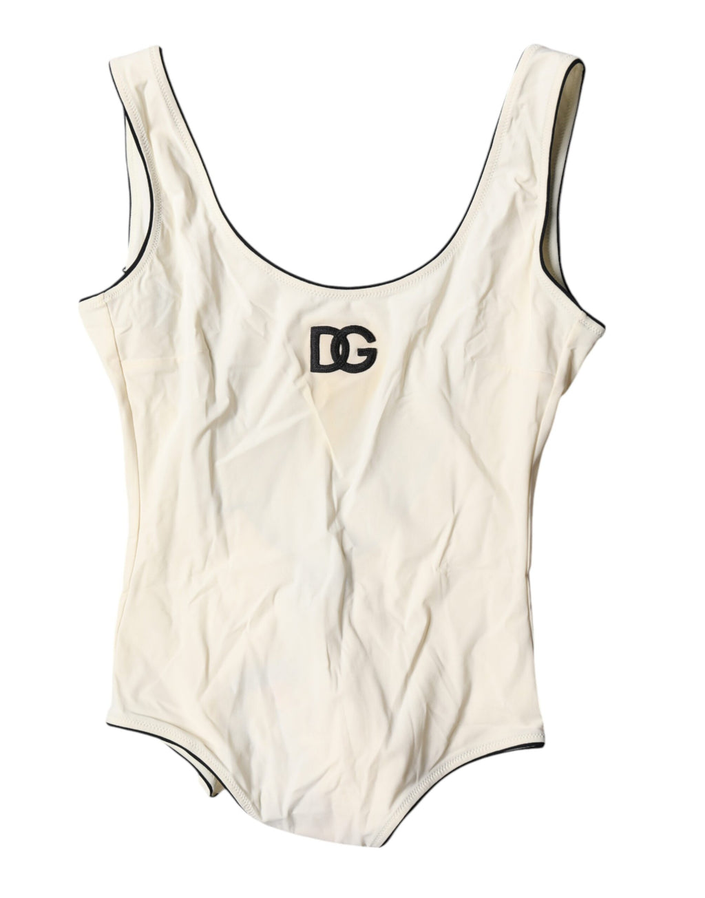 Dolce & Gabbana Weiß Schwarz Logo Einteiler Bademode Badebekleidung