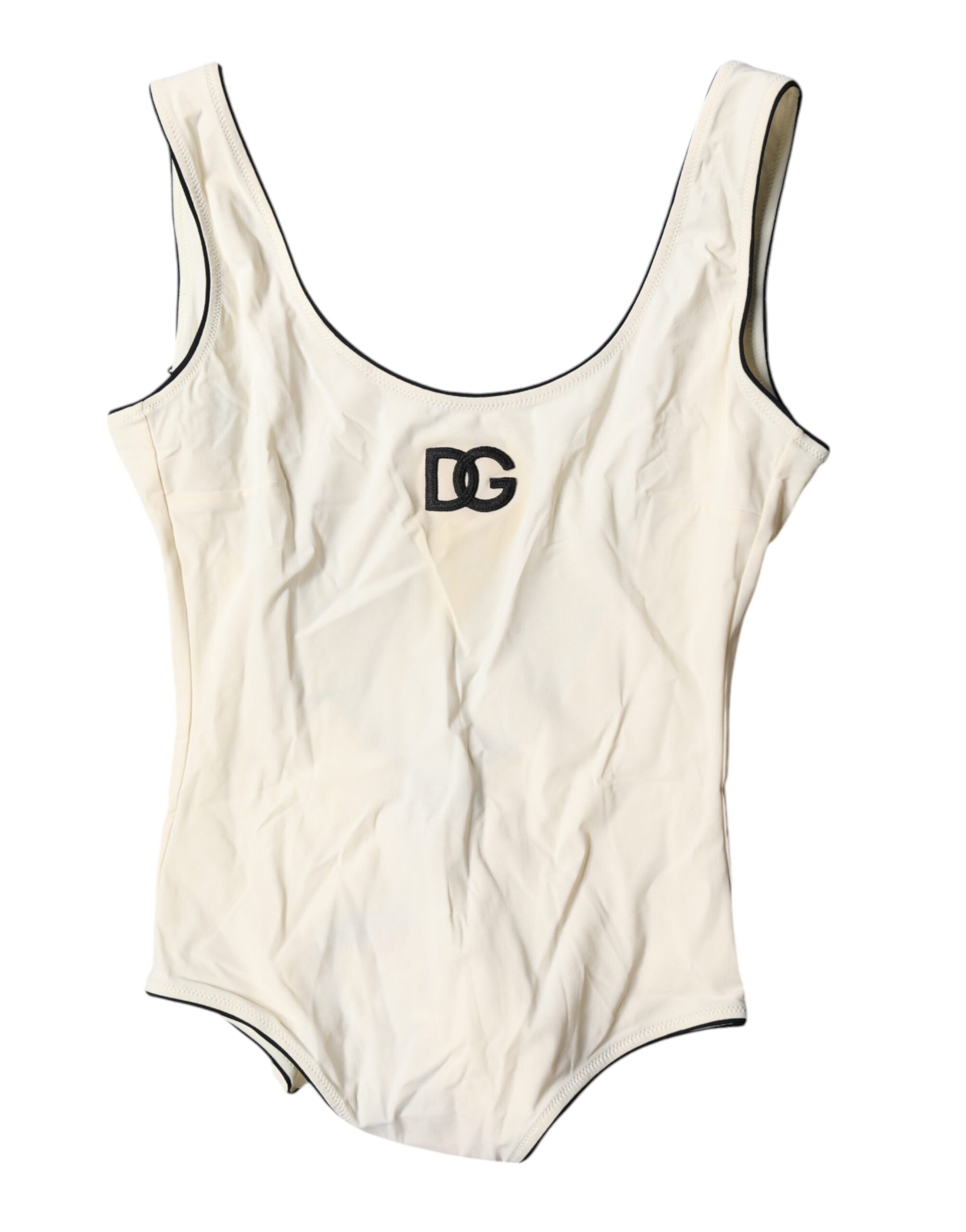 Dolce & Gabbana Weiß Schwarz Logo Einteiler Bademode Badebekleidung
