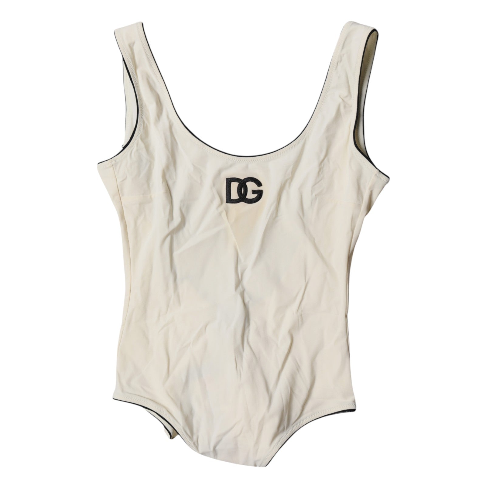 Dolce & Gabbana Weiß Schwarz Logo Einteiler Bademode Badebekleidung