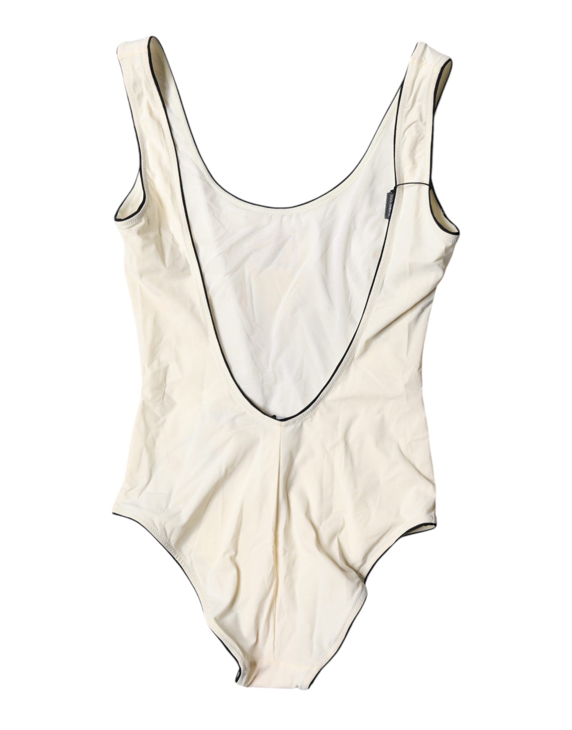 Dolce & Gabbana Weiß Schwarz Logo Einteiler Bademode Badebekleidung