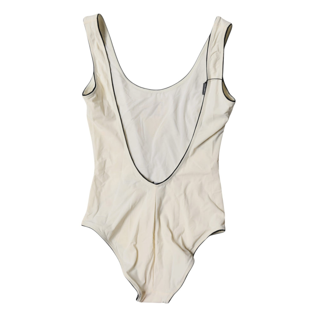 Dolce & Gabbana Weiß Schwarz Logo Einteiler Bademode Badebekleidung