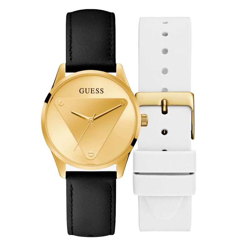 Guess Schwarze Lederuhr