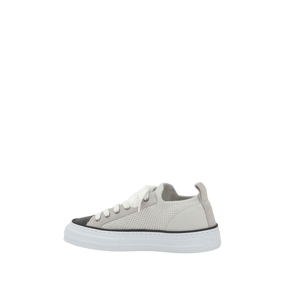 Brunello Cucinelli Sneakers aus Mesh, Baumwolle und Wildleder