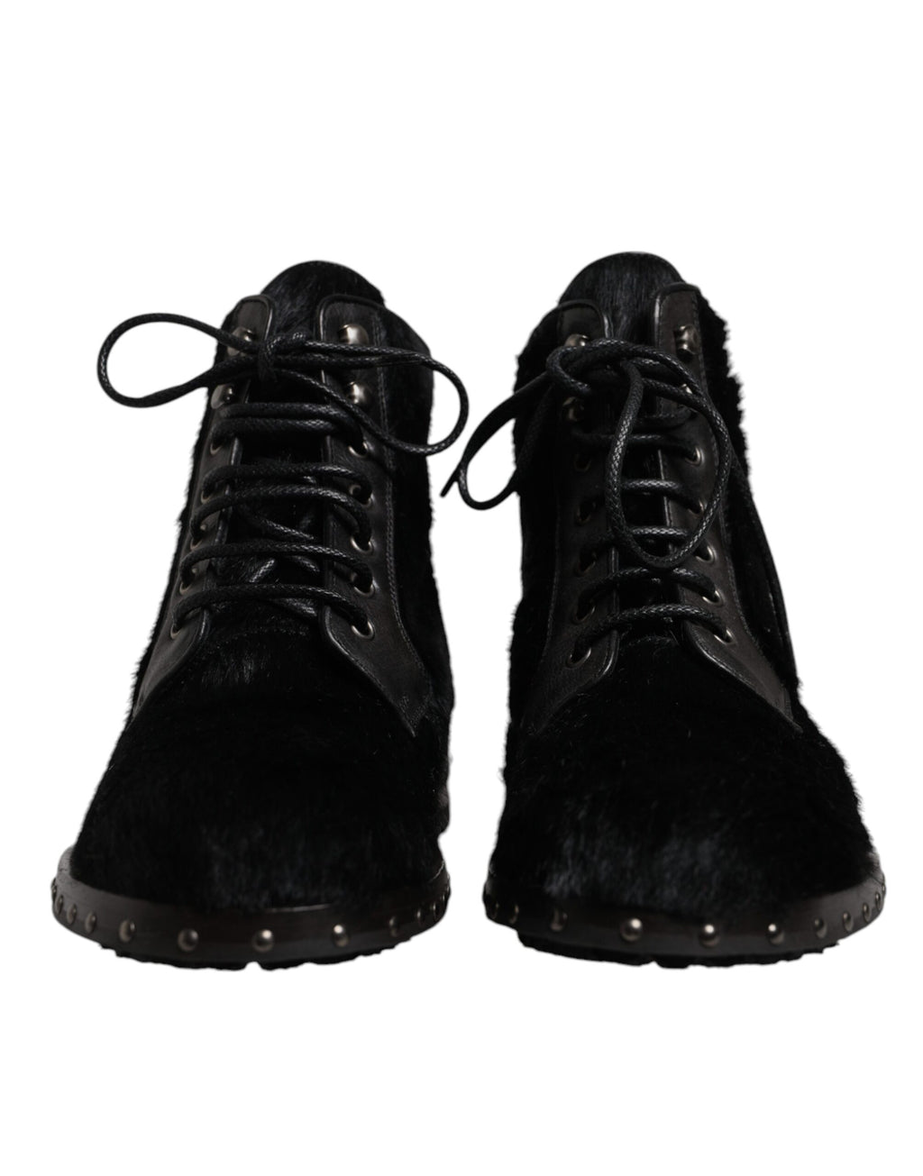 Dolce & Gabbana Schwarze Pony Style Leder Mid Calf Stiefel Schuhe
