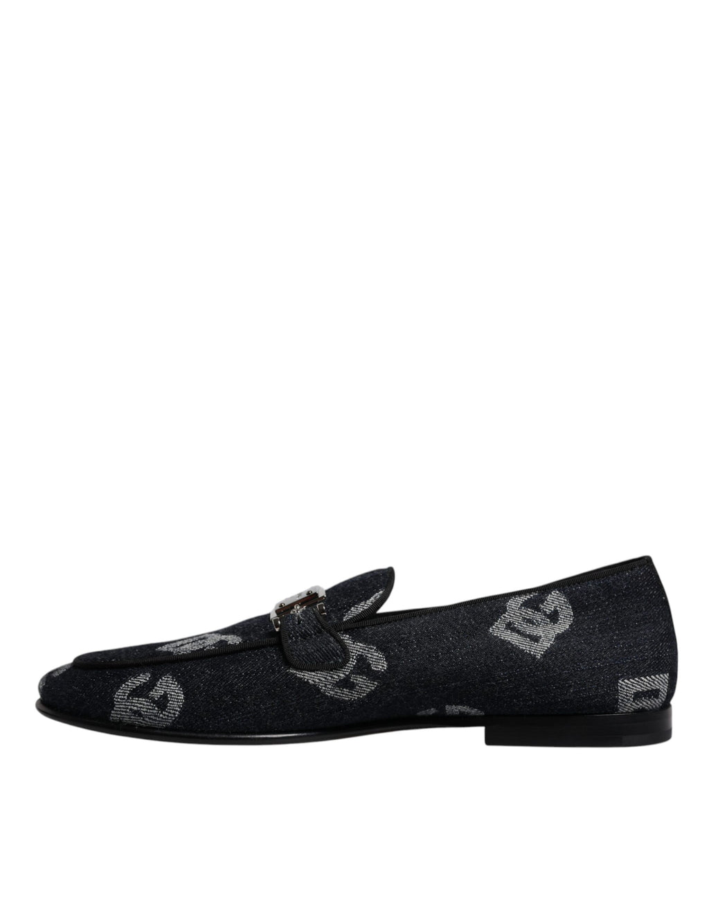 Dolce & Gabbana Schwarzes Logo Baumwolle Loafers Formelle Schuhe